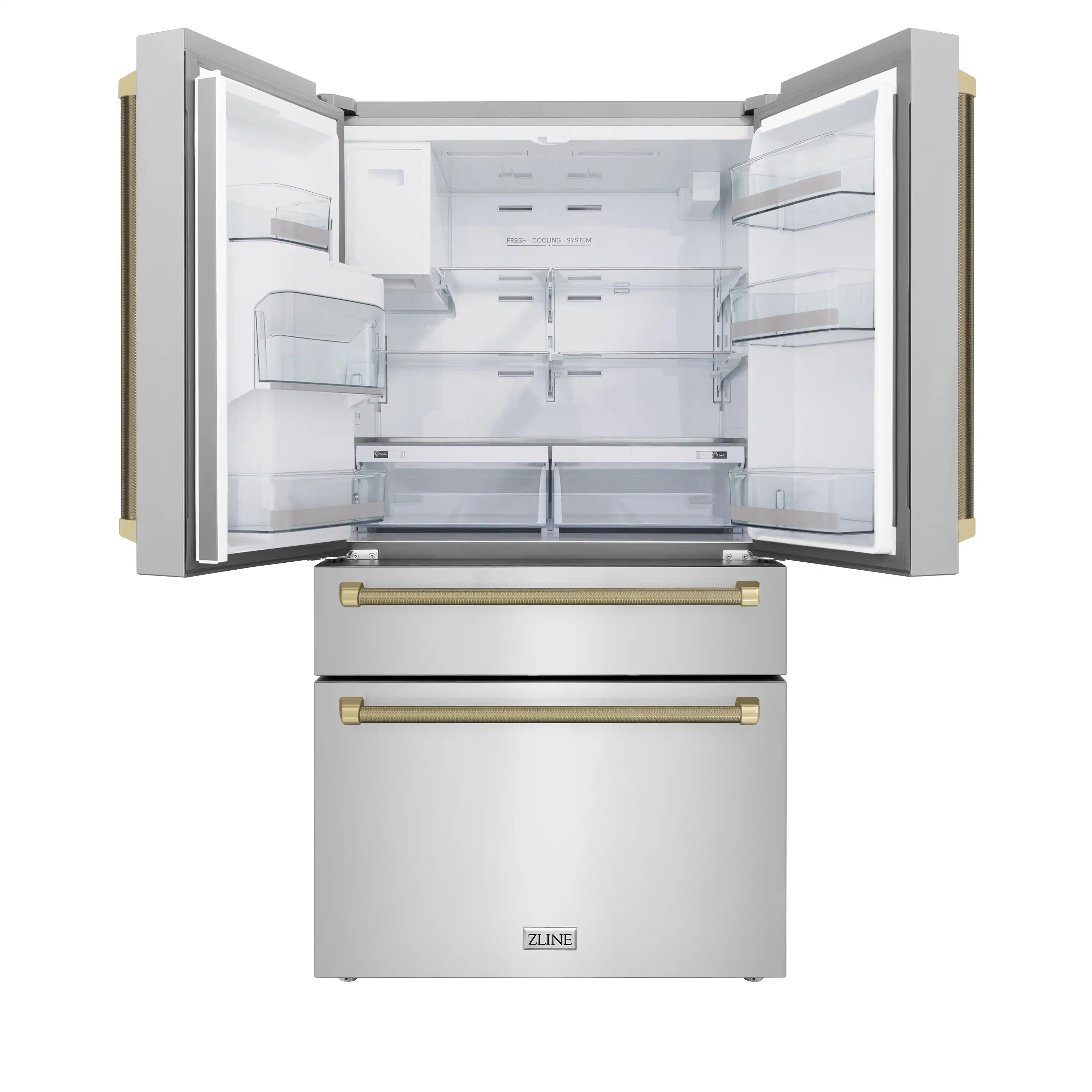 ZLINE Autograph 36-Inch Stainless Counter-Depth Fridge w/ Water Dispenser & Bronze Helix Handles (RFMZ-W-36-KCB) - Image 5