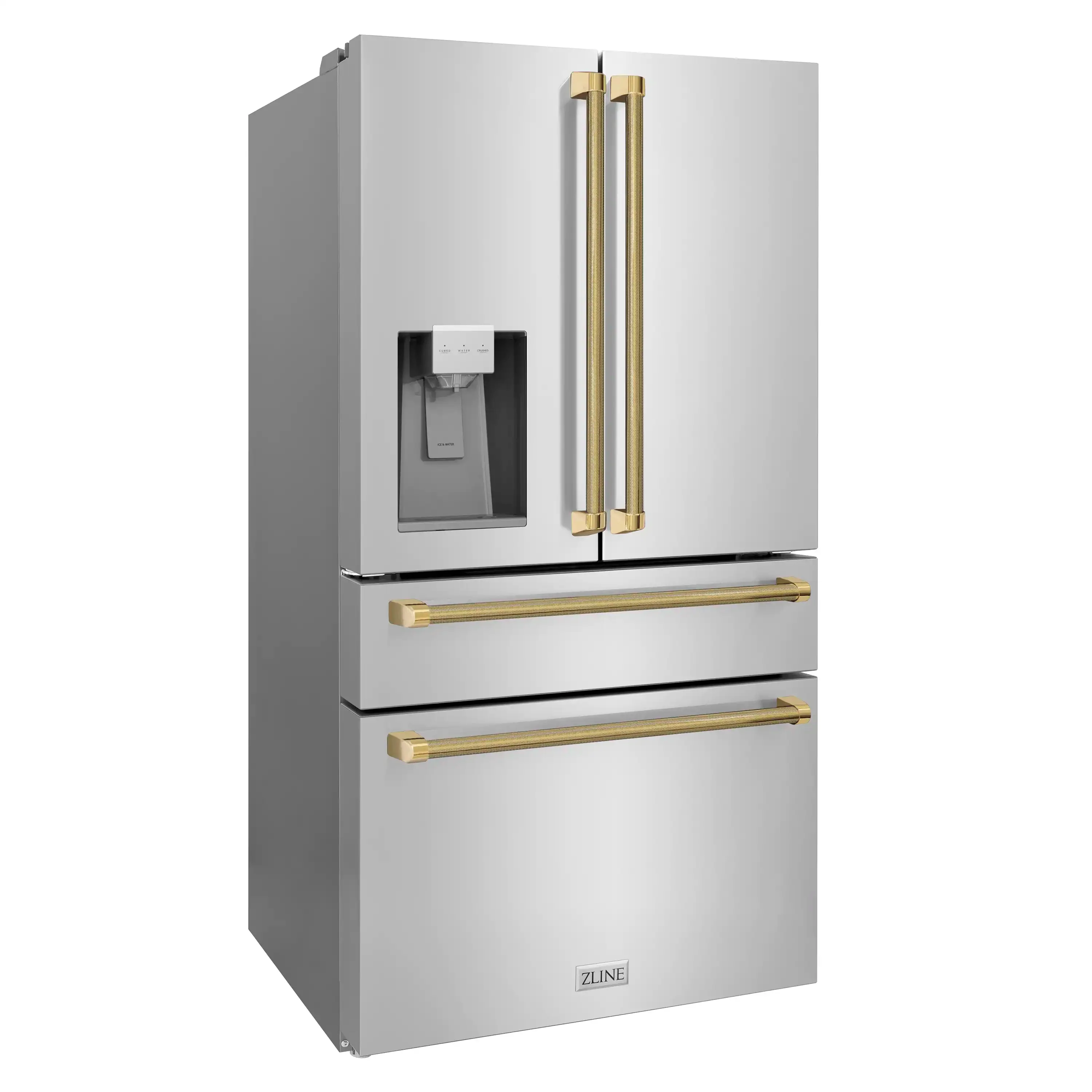 ZLINE Autograph 36-Inch Stainless Counter-Depth Fridge w/ Water Dispenser & Gold Helix Handles (RFMZ-W-36-KG) - Image 4