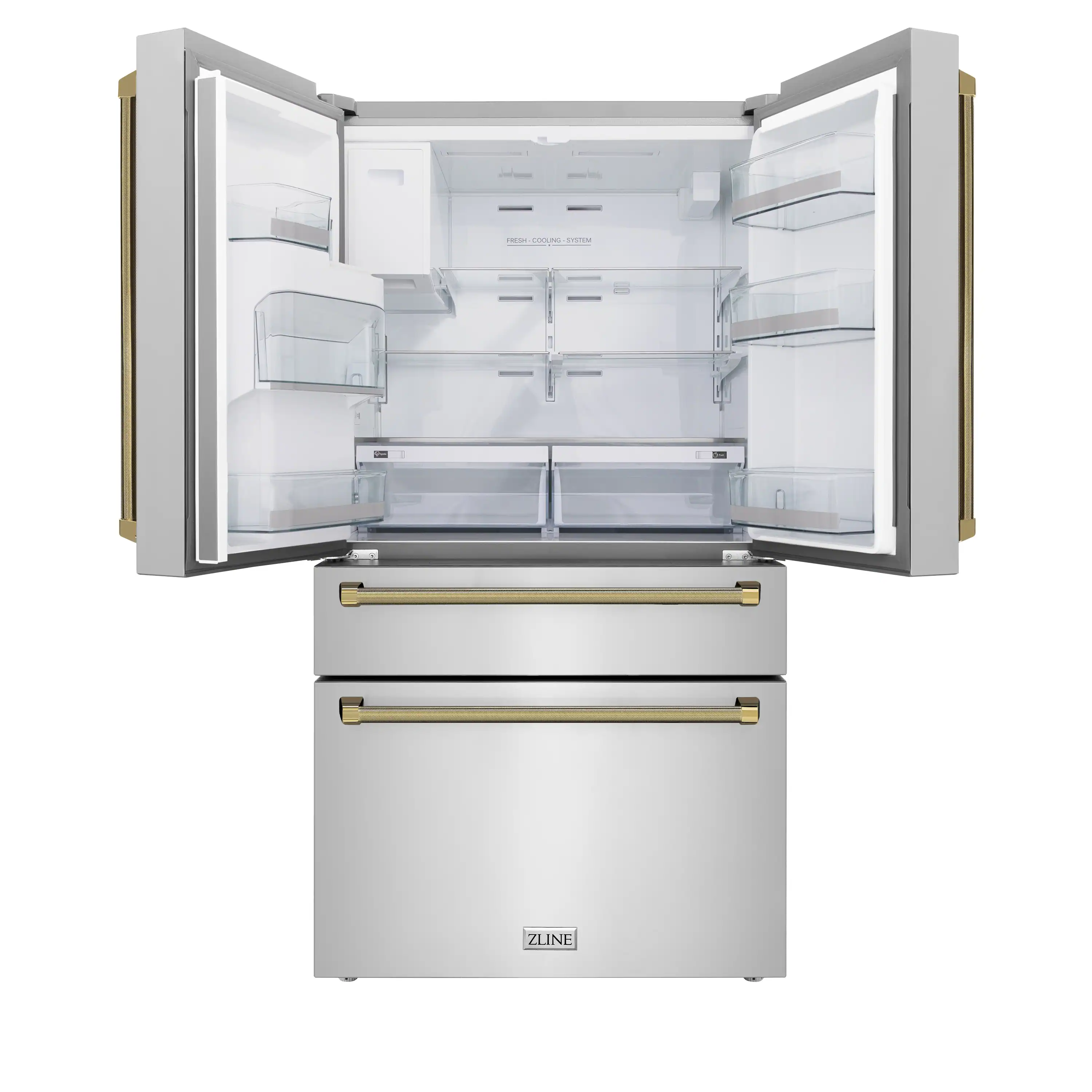 ZLINE Autograph 36-Inch Stainless Counter-Depth Fridge w/ Water Dispenser & Gold Helix Handles (RFMZ-W-36-KG) - Image 5