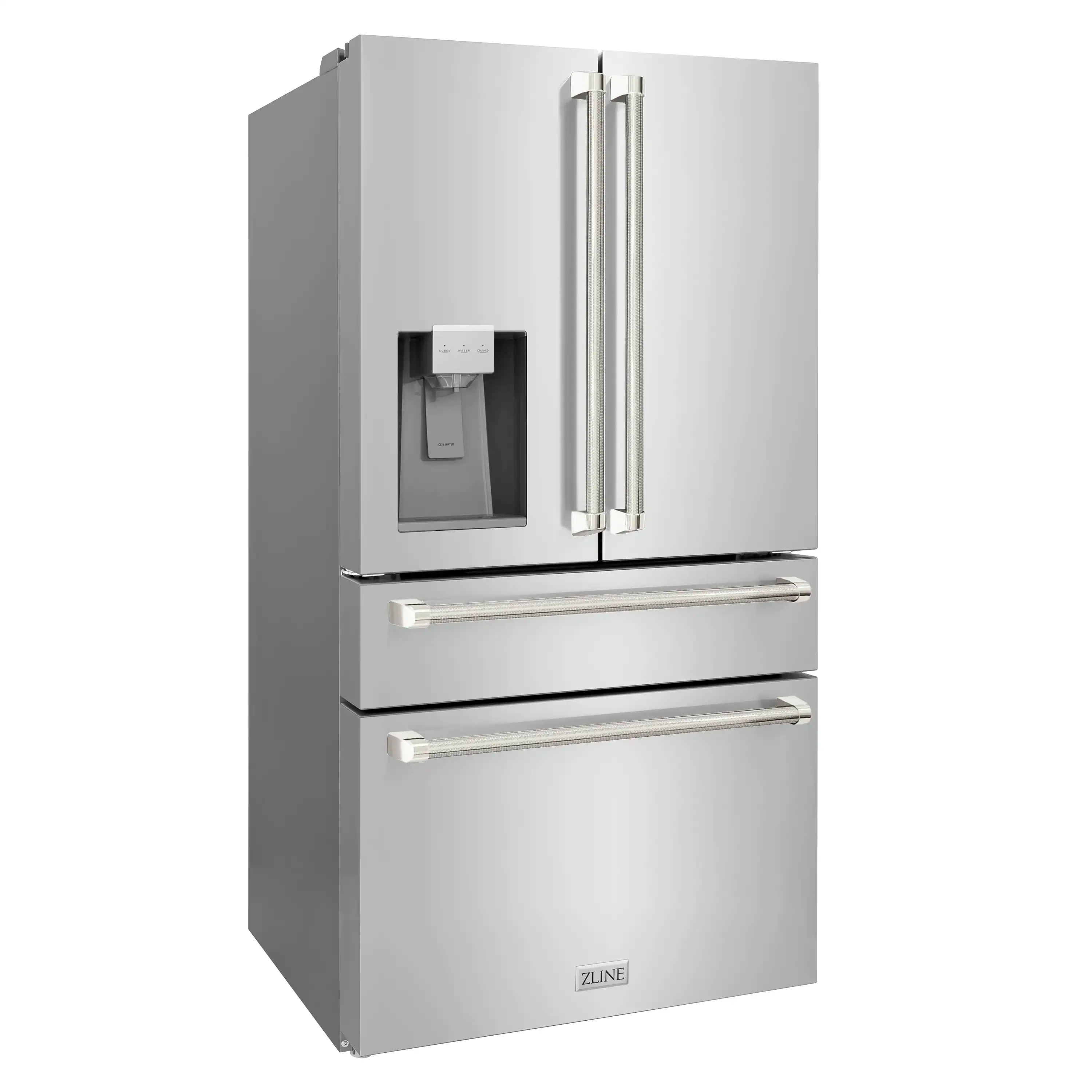 ZLINE Autograph 36-Inch Stainless Counter-Depth Fridge w/ Water Dispenser & Nickel Helix Handles (RFMZ-W-36-KPN) - Image 4