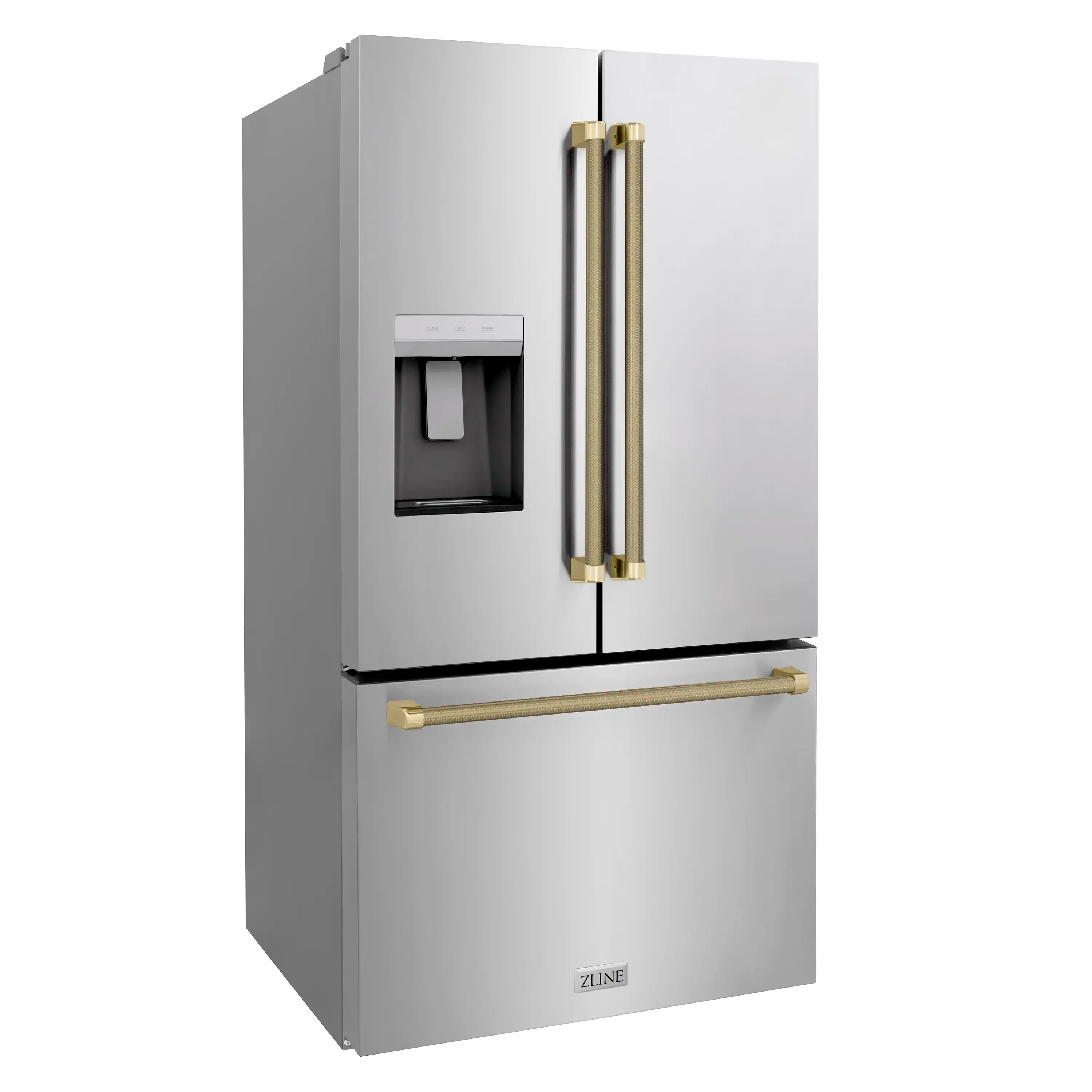 ZLINE Autograph 36-Inch Standard-Depth French Door Refigerator with External Water Dispenser & Dual Ice Maker in Stainless Steel with Bronze Helix Handles (RSMZ-W-36-KCB) - Image 4