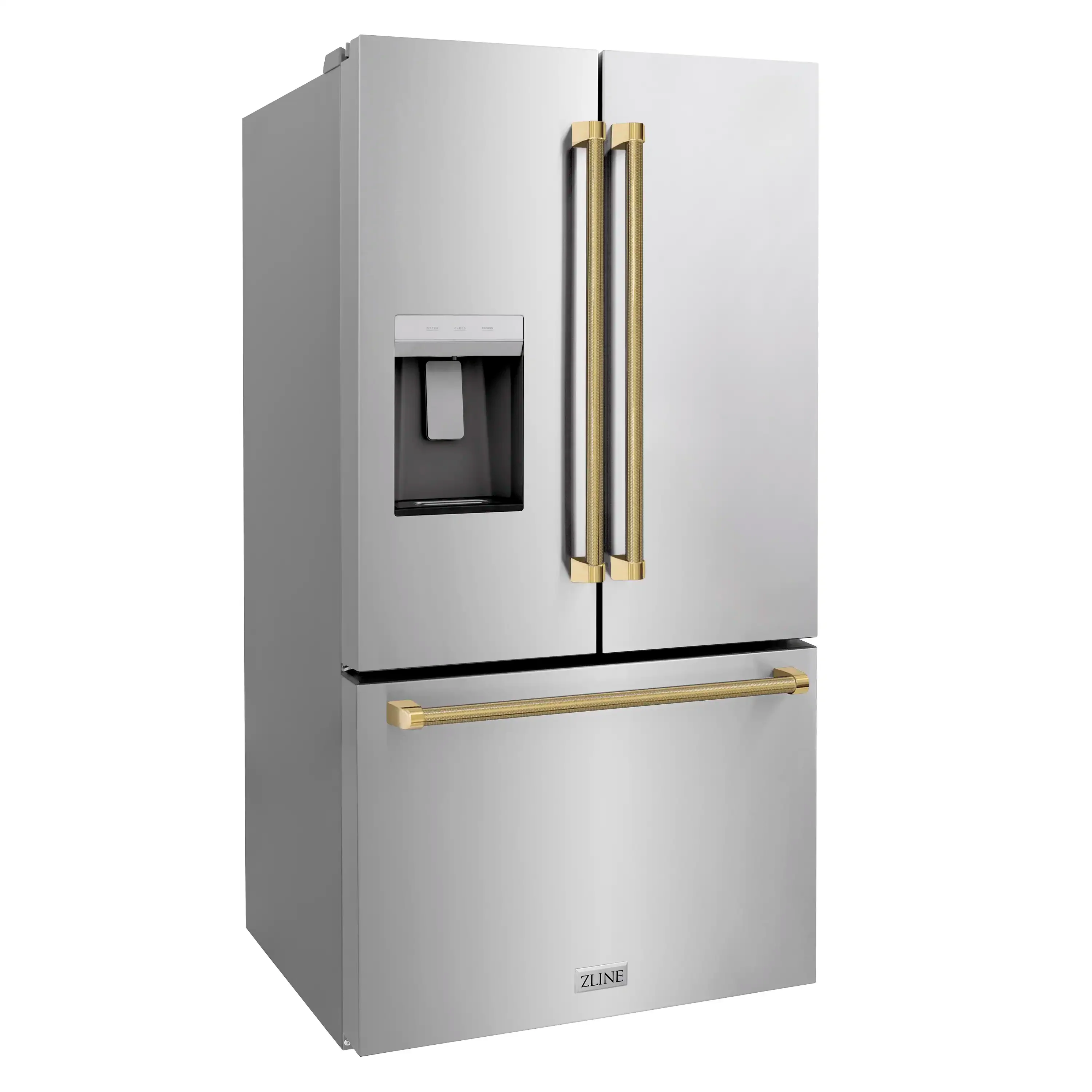 ZLINE Autograph 36-Inch Standard-Depth French Door Refigerator with External Water Dispenser & Dual Ice Maker in Stainless Steel with Gold Helix Handles (RSMZ-W-36-KG) - Image 4