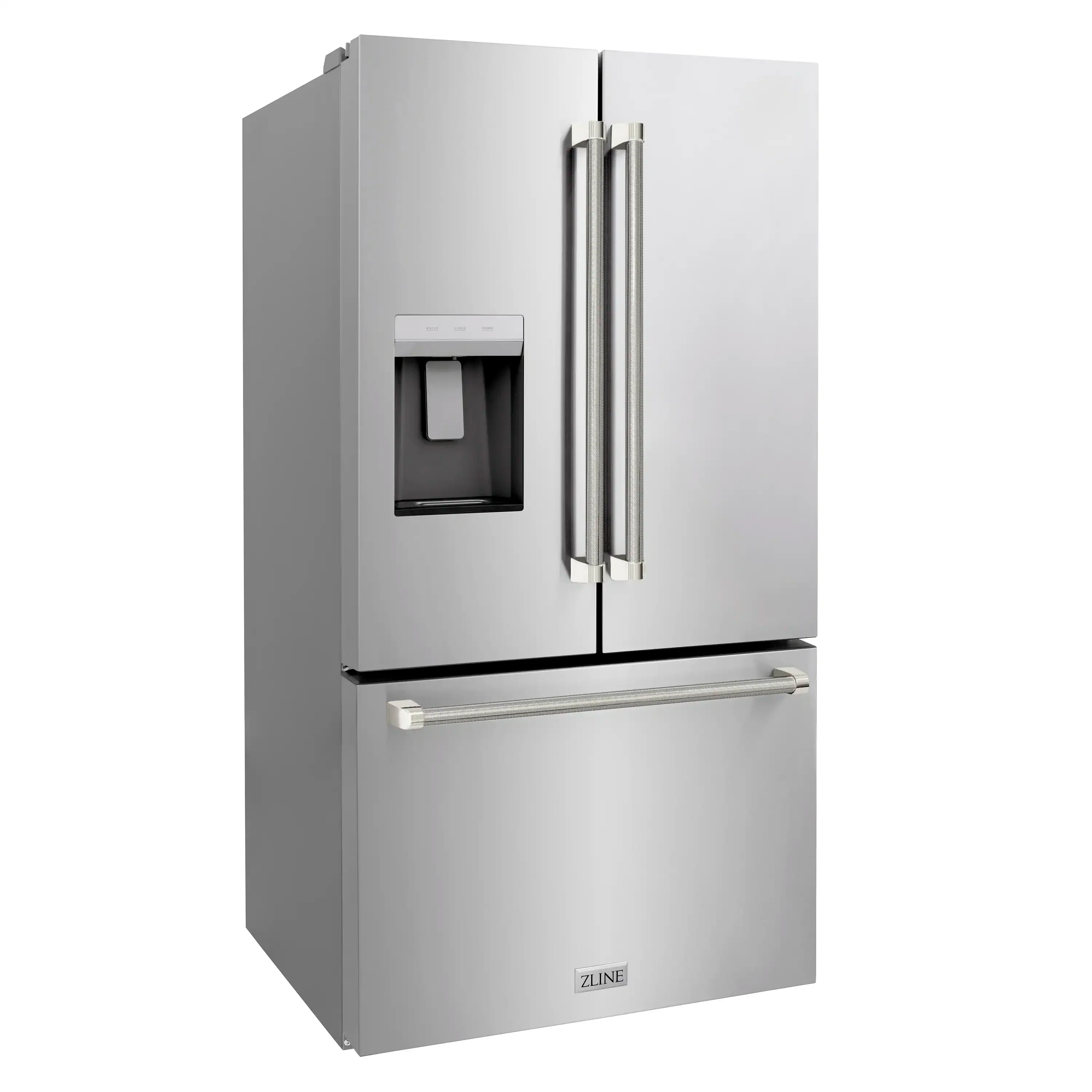 ZLINE Autograph 36-Inch Standard-Depth French Door Refrigerator with External Water Dispenser & Dual Ice Maker in Stainless Steel with Nickel Helix Handles (RSMZ-W-36-KPN) - Image 5
