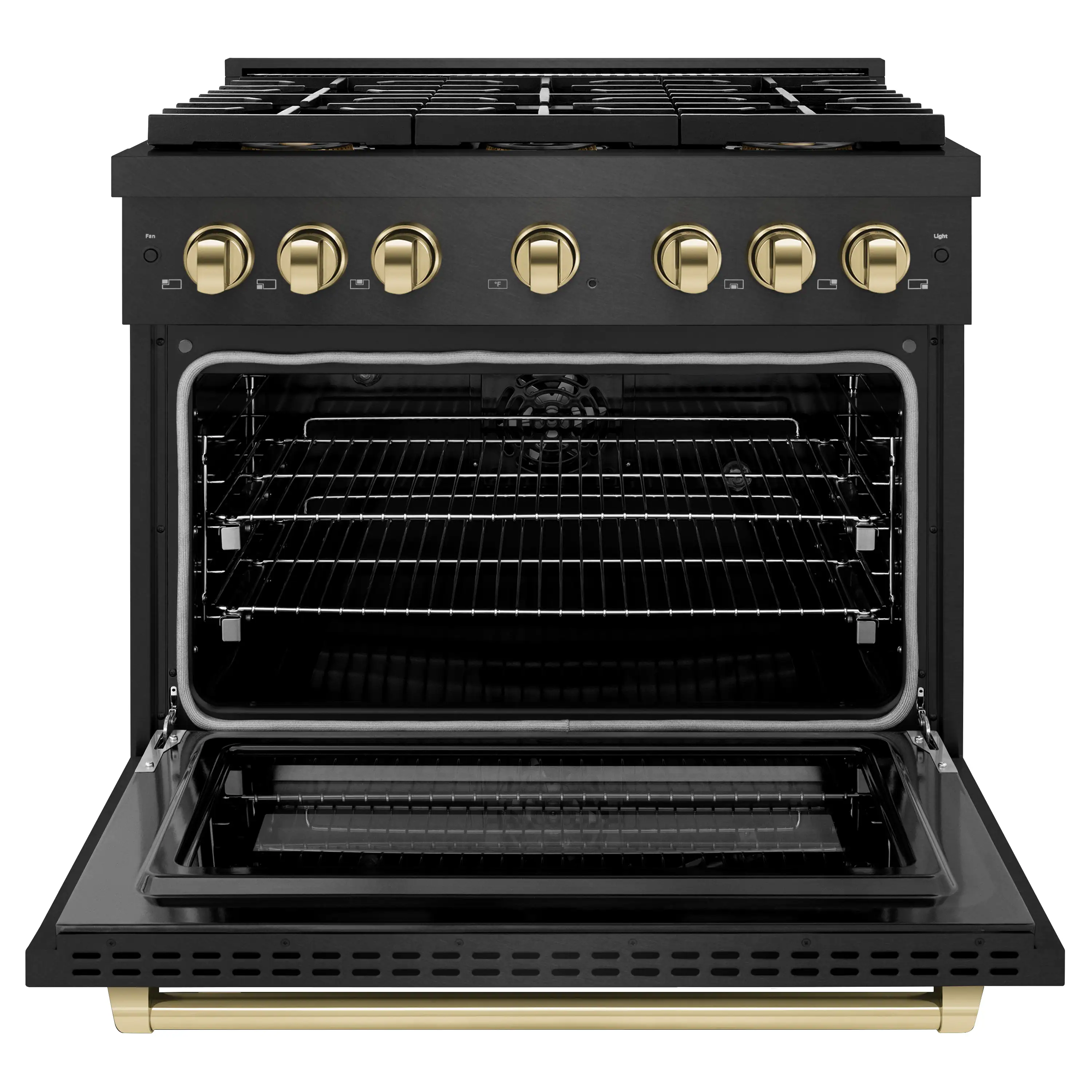 ZLINE Autograph 36-Inch 5.2 Cu. Ft. Paramount Dual Fuel Range with 6 Burner DuoPro Cooktop in Black Satin and Gold Accents  (PSDRBSZ-36-G) - Image 3