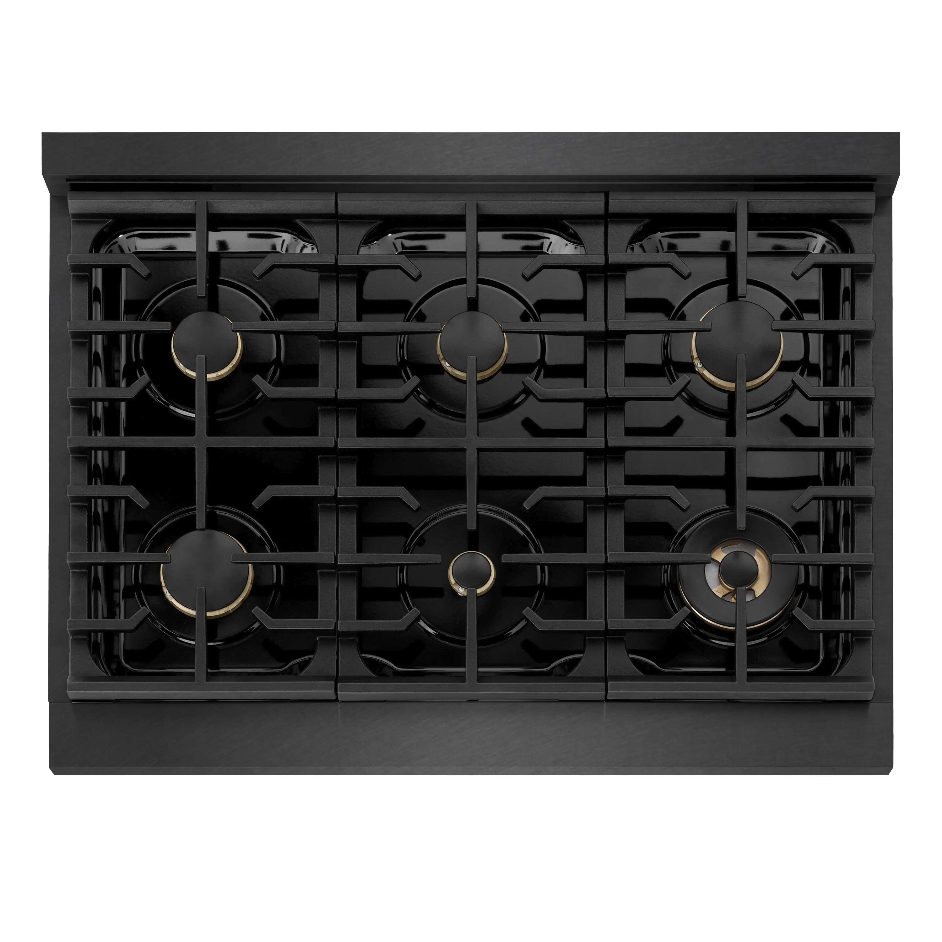 ZLINE Autograph 36-Inch 5.2 Cu. Ft. Paramount Dual Fuel Range with 6 Burner Gas Cooktop in Black Satin with Gold Accents (SDRBSZ-36-G) - Image 4