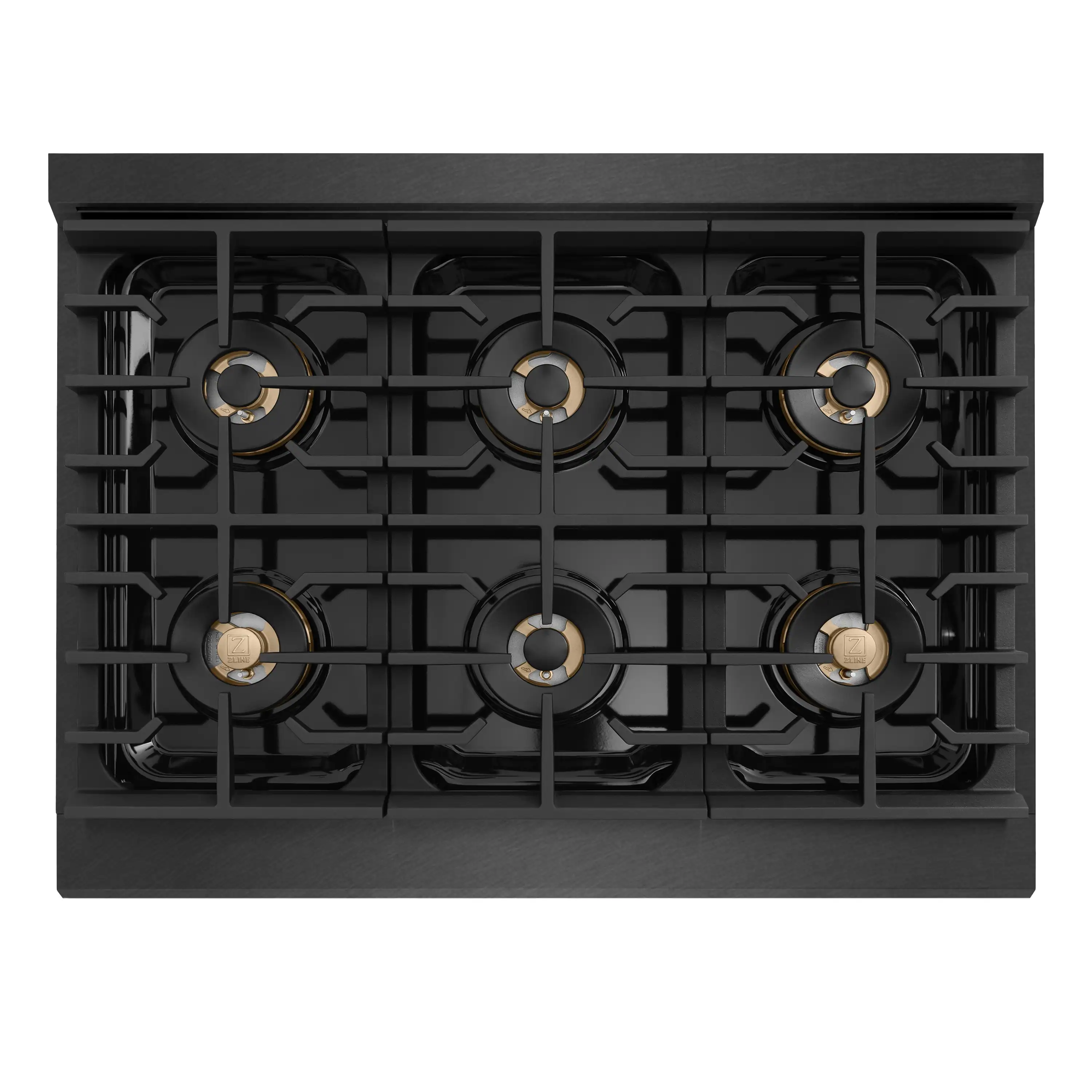 ZLINE Autograph 36-Inch Paramount Gas Rangetop with 6 Burner DuoPro™ Cooktop in Black Satin and Polished Gold Accents (PSRTBSZ-36-G) - Image 3