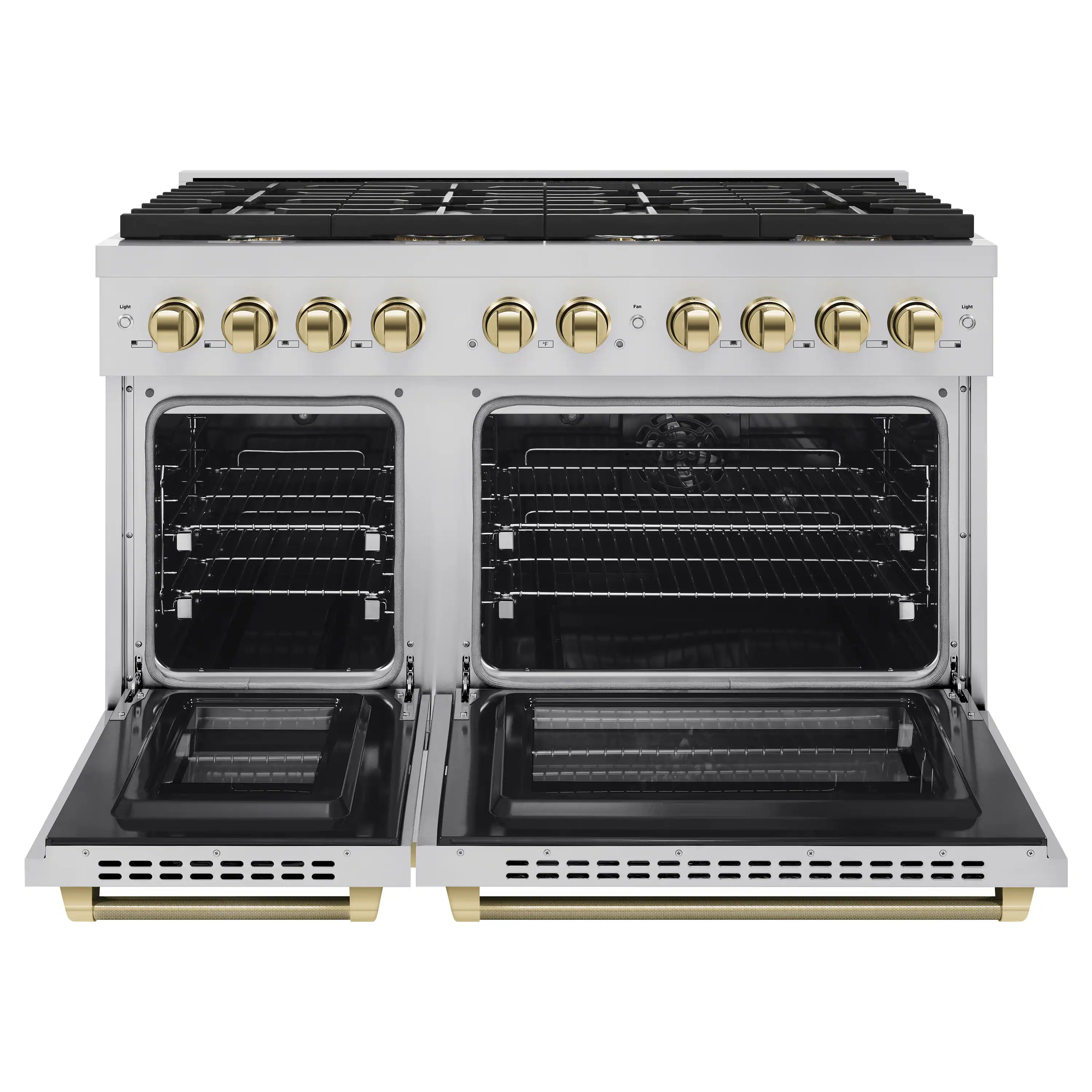 ZLINE Autograph 48-Inch Paramount Dual Fuel Range in Stainless Steel with Gold Helix Handles (SDRZ-48-KG) - Image 4