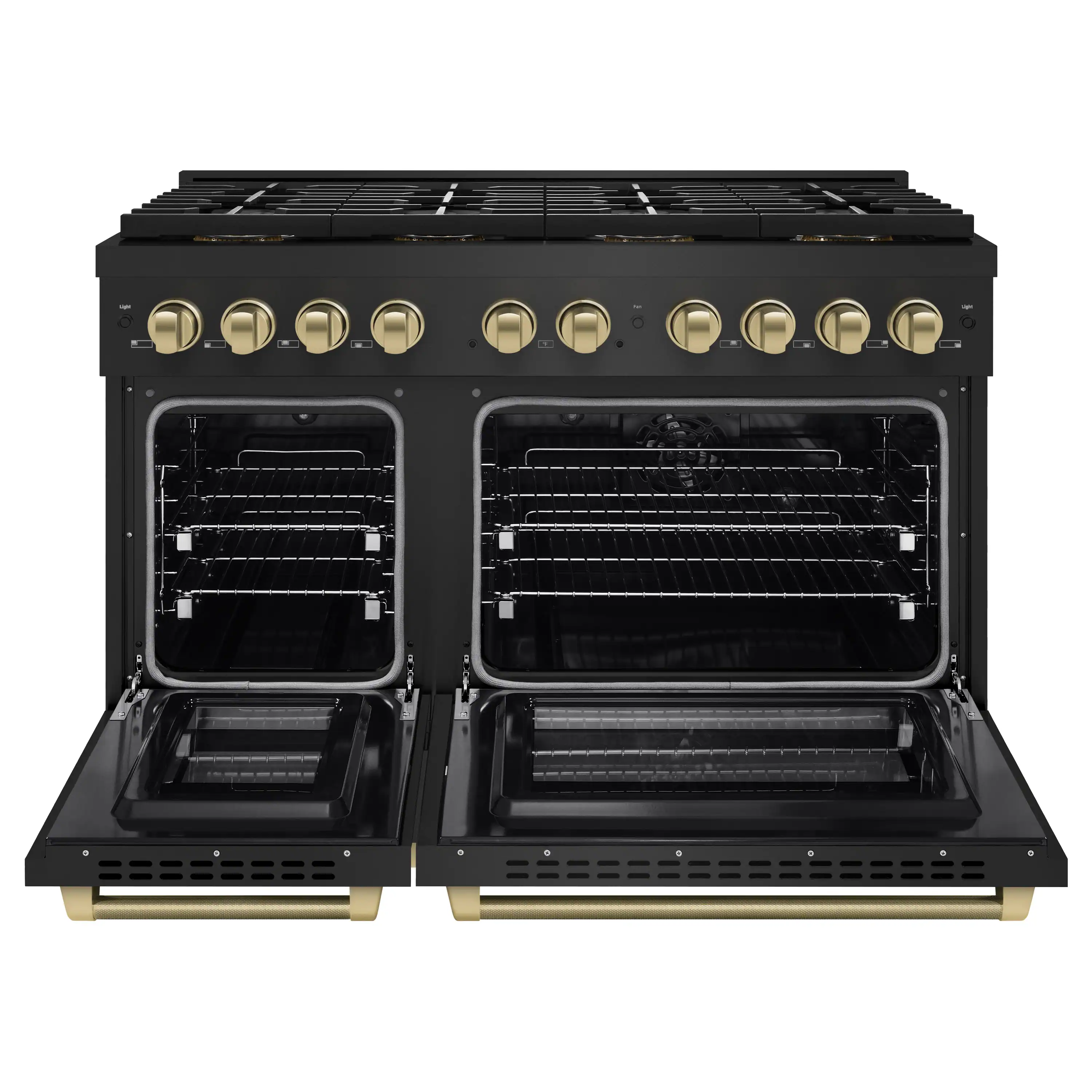 ZLINE Autograph 48-Inch Paramount DuoPro Dual Fuel Range in Black Stainless Steel with Champagne Helix Handles (PSDRBZ-48-KCB) - Image 4