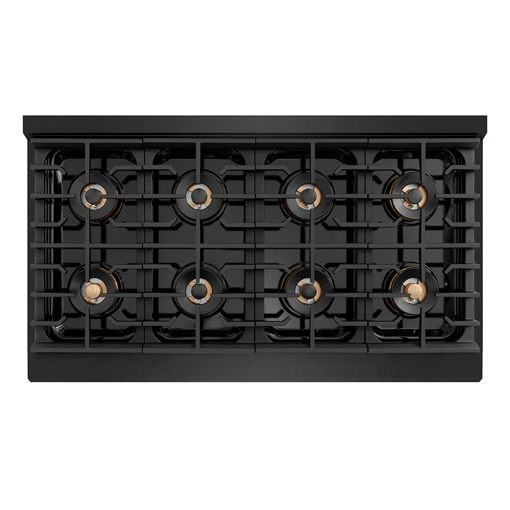 ZLINE Autograph 48-Inch Paramount DuoPro Gas Range in Black Stainless Steel with Champagne Bronze Helix Handles (PSGRBZ-48-KCB) - Image 6