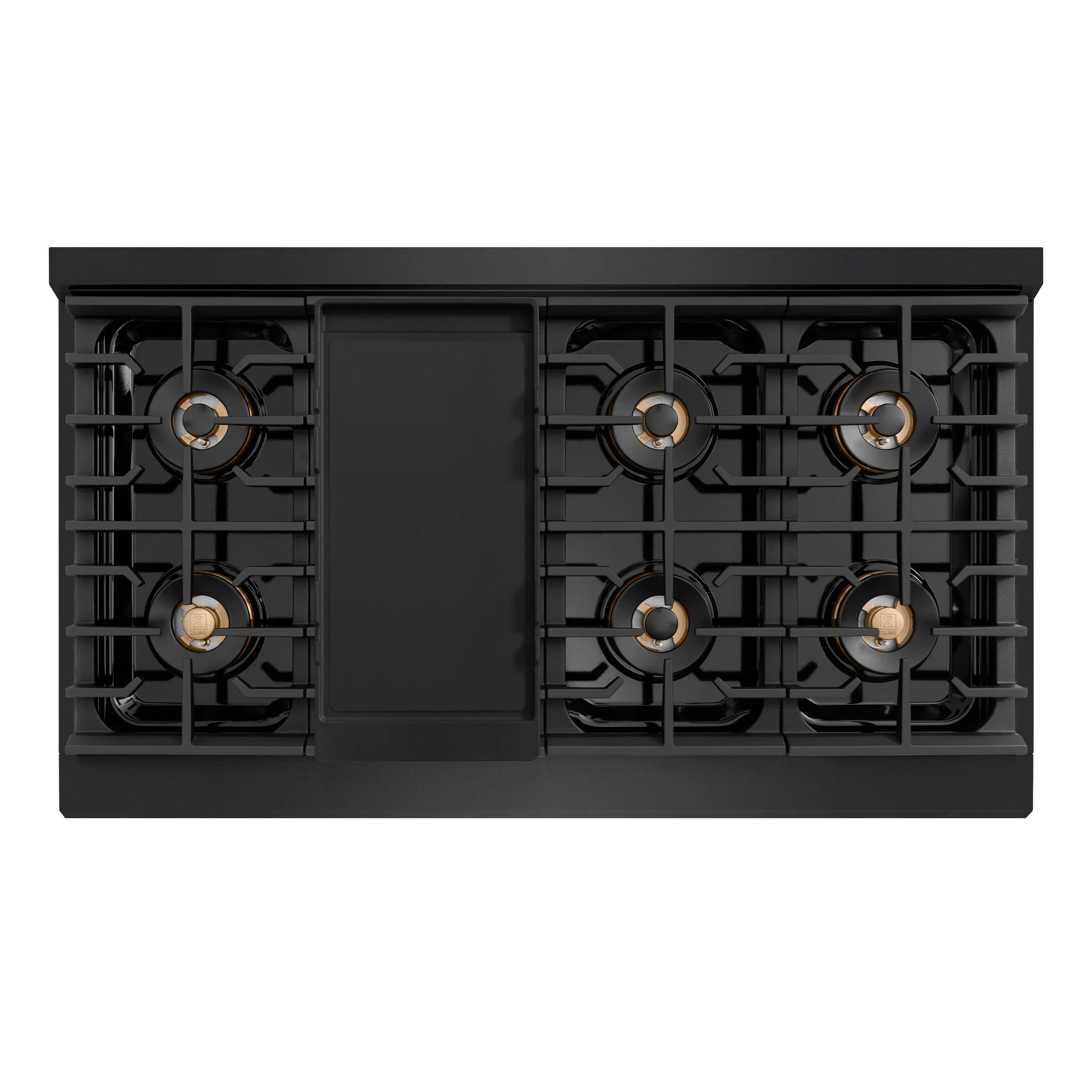 ZLINE Autograph 48-Inch Paramount DuoPro Gas Range in Black Stainless Steel with Polished Gold Helix Handles (PSGRBZ-48-KG) - Image 5
