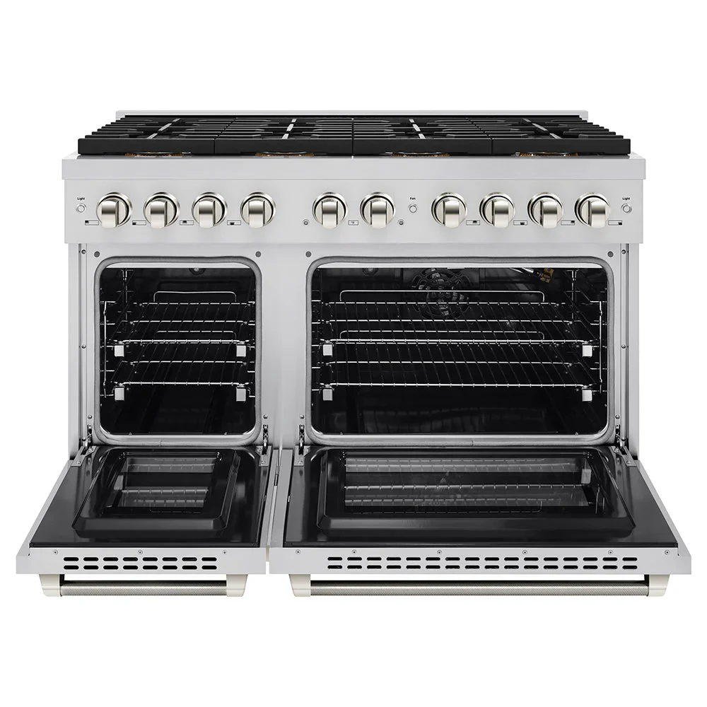 ZLINE Autograph 48-Inch Paramount DuoPro Gas Range in Stainless Steel with Nickel Helix Handles (PSGRZ-48-KPN) - Image 4