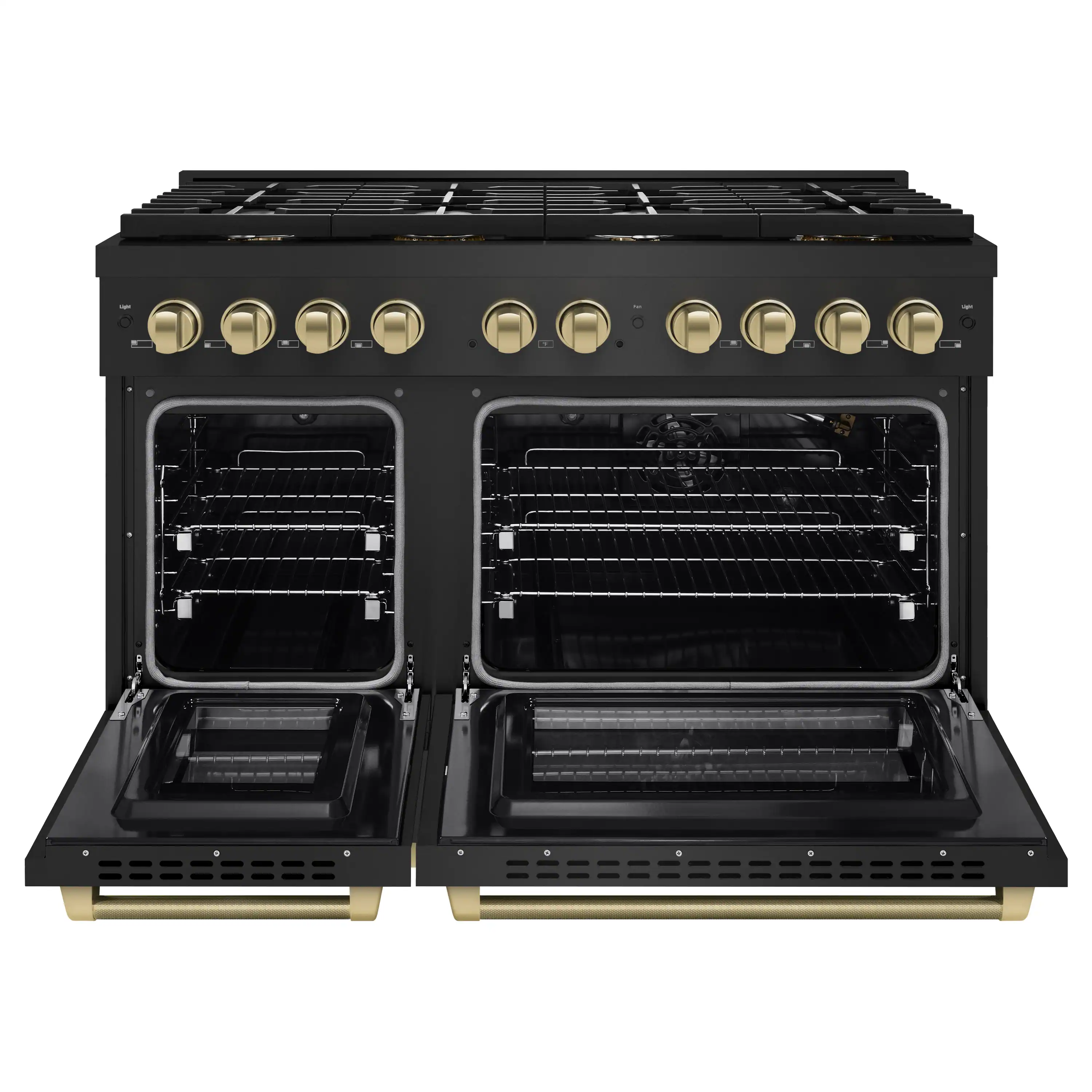 ZLINE Autograph 48-Inch Paramount Gas Range in Black Stainless Steel with Bronze Helix Handles (SGRBZ-48-KCB) - Image 4