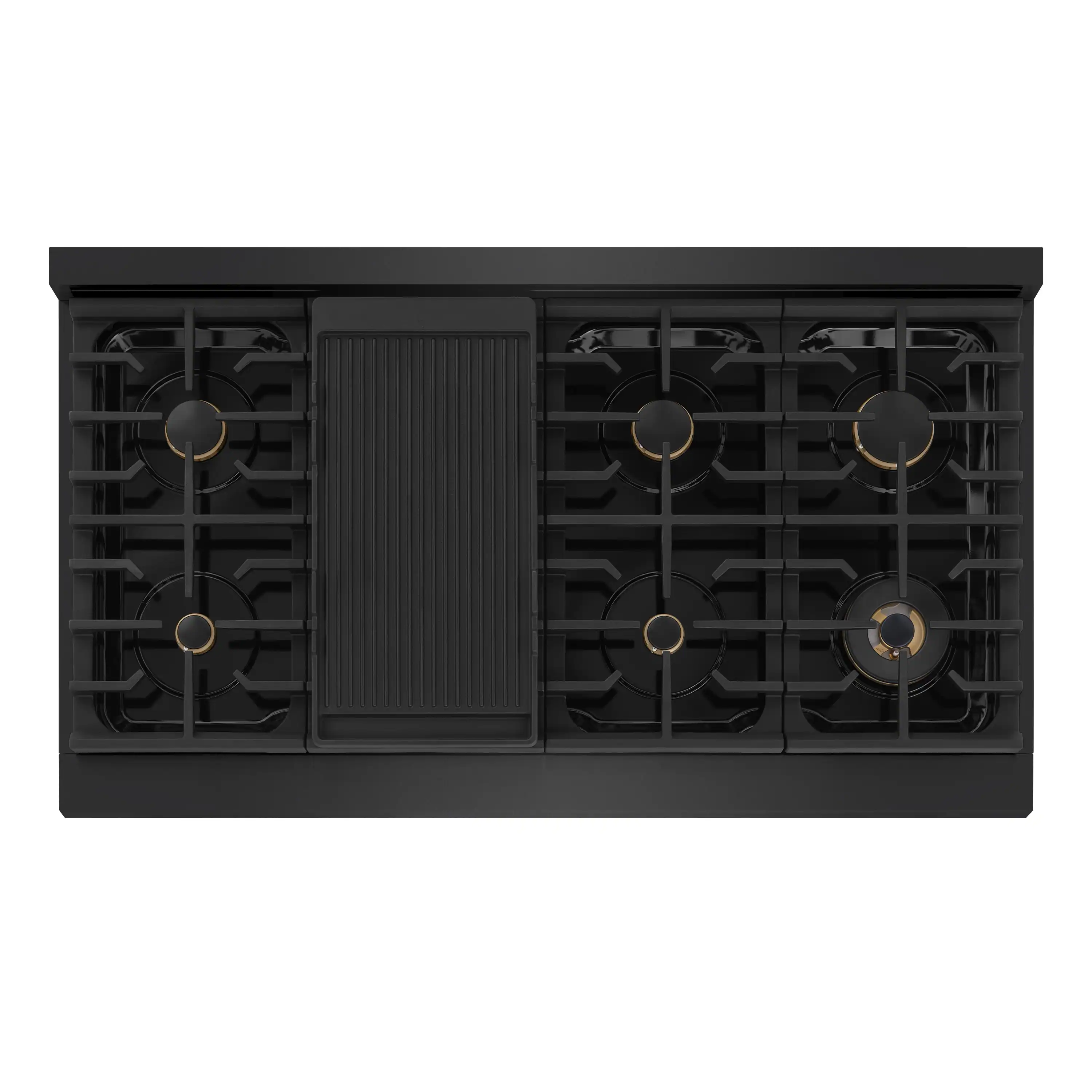ZLINE Autograph 48-Inch Paramount Gas Range in Black Stainless Steel with Gold Helix Handles (SGRBZ-48-KG) - Image 5