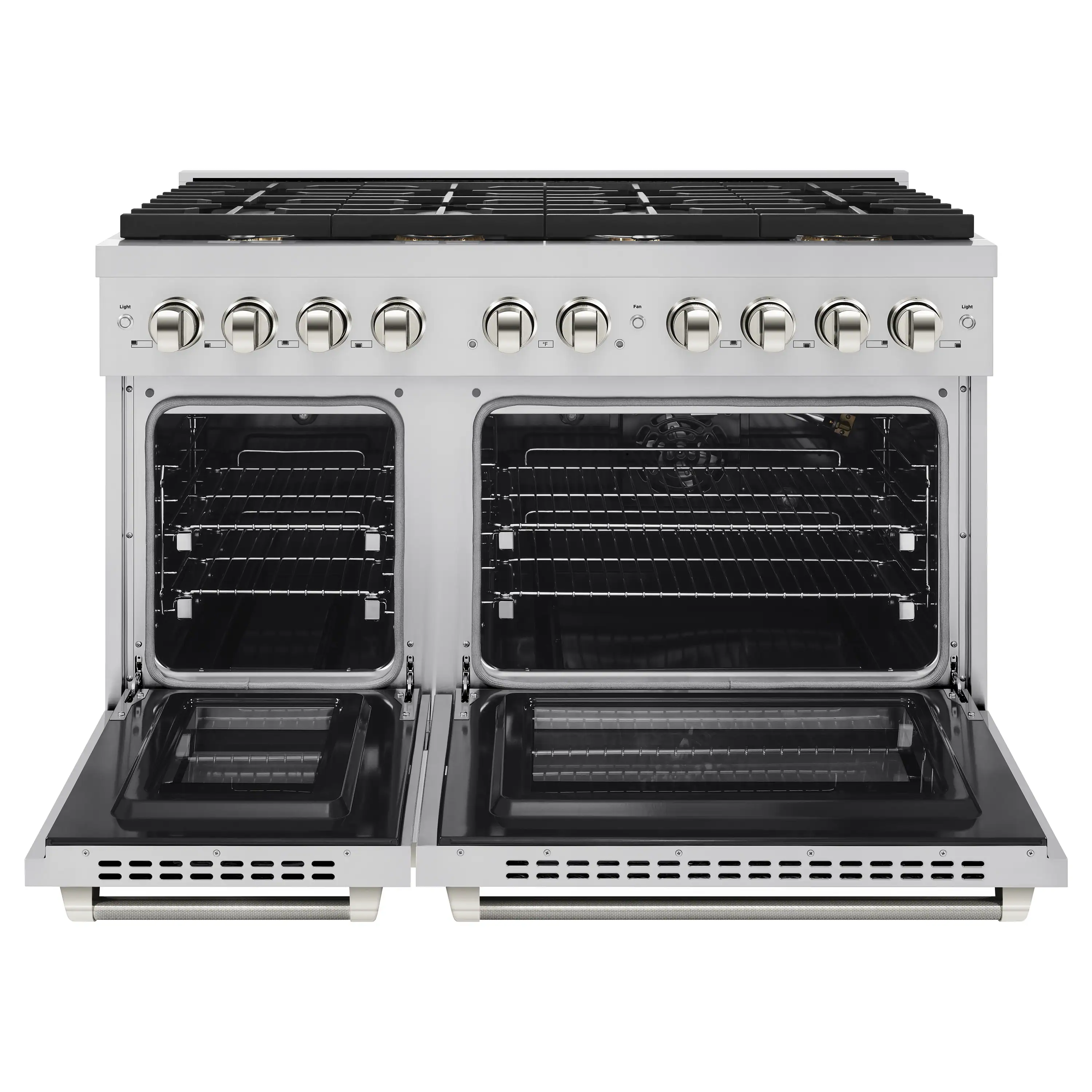 ZLINE Autograph 48-Inch Paramount Gas Range in Stainless Steel with Polished Nickel Helix Handles (SGRZ-48-KPN) - Image 4
