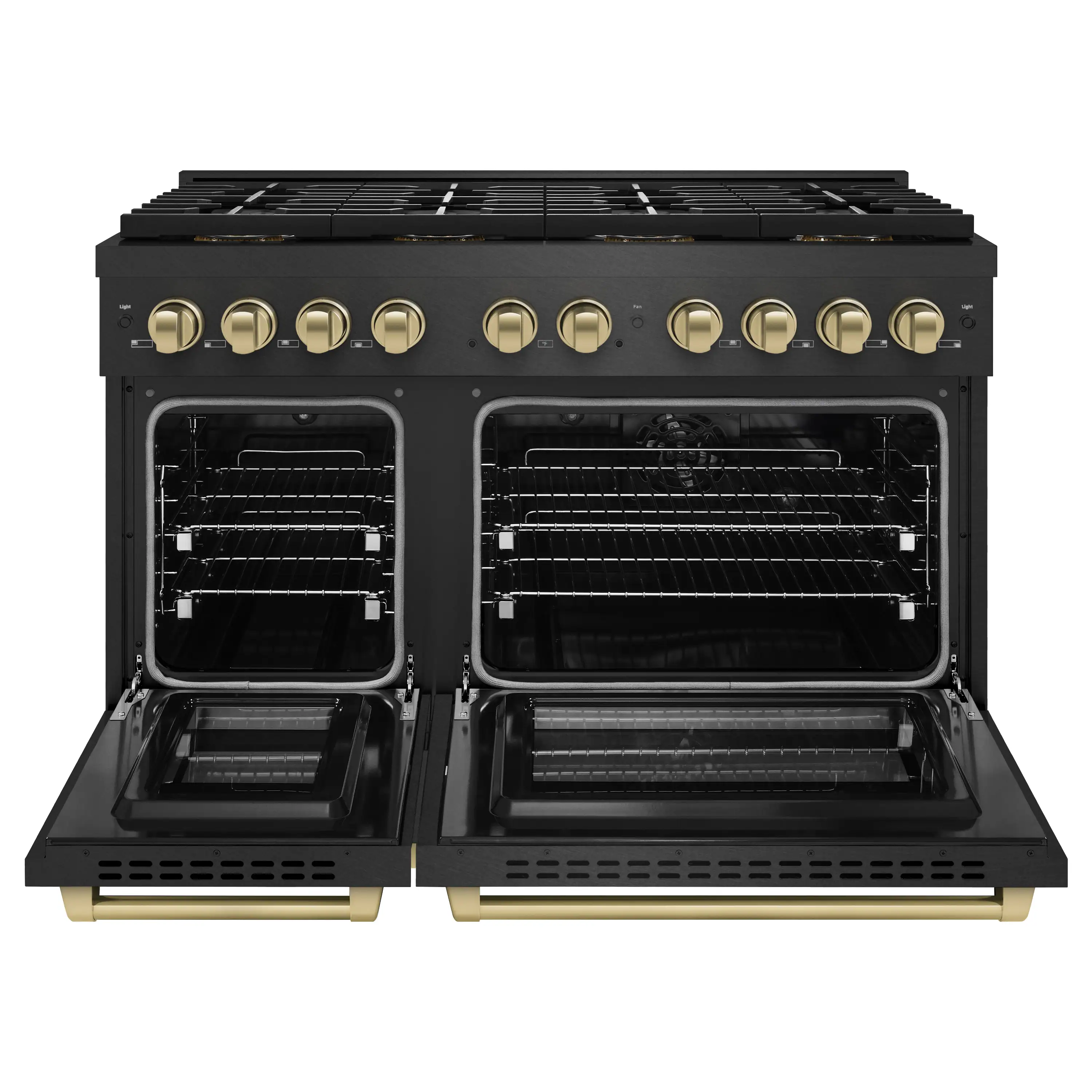 ZLINE Autograph 48-Inch 6.7 Cu. Ft. Paramount Dual Fuel Range with 8 Burner DuoPro Cooktop in Black Satin and Champagne Accents (PSDRBSZ-48-CB) - Image 3