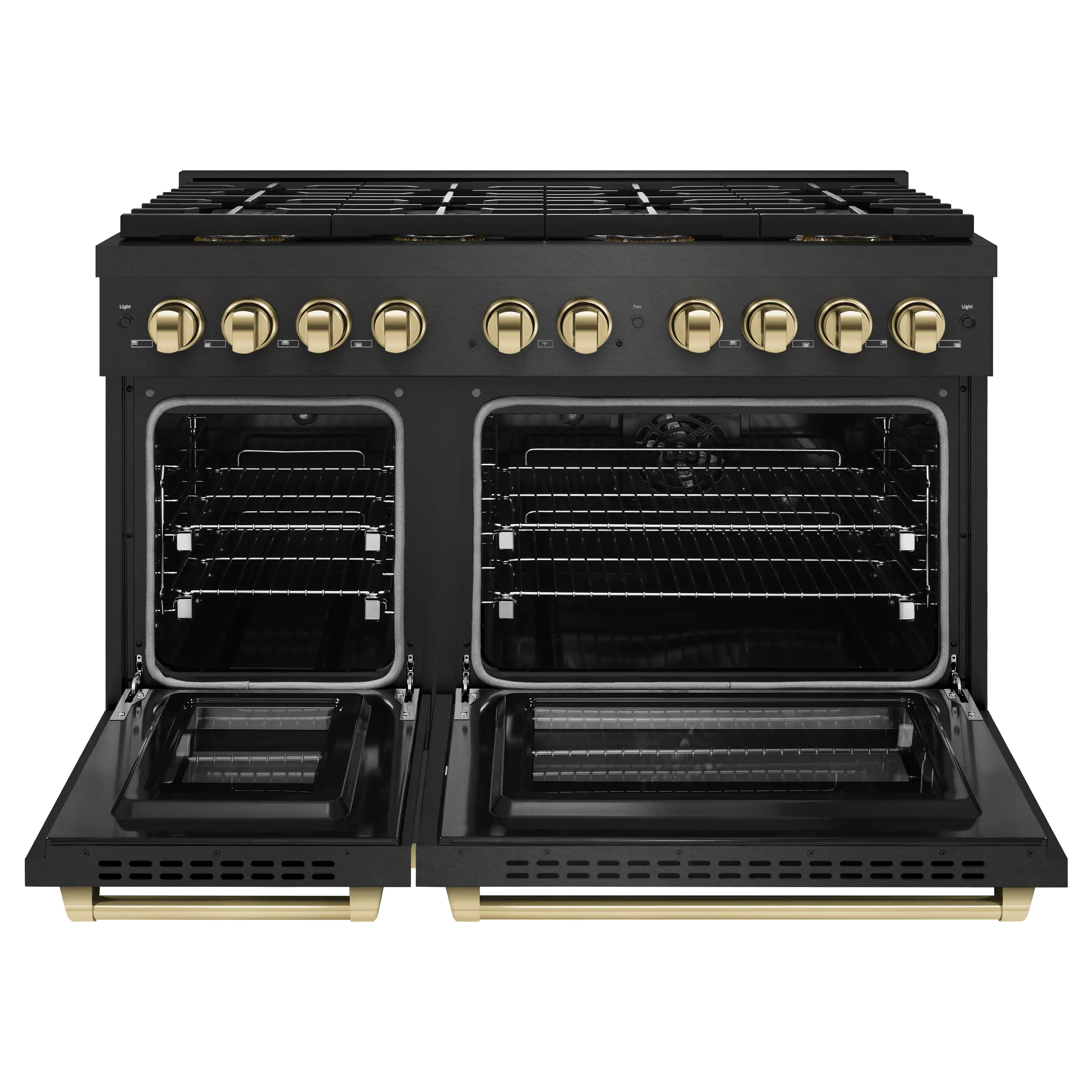 ZLINE Autograph 48-Inch 6.7 Cu. Ft. Paramount Dual Fuel Range with 8 Burner DuoPro Cooktop in Black Satin and Gold Accents (PSDRBSZ-48-G) - Image 3
