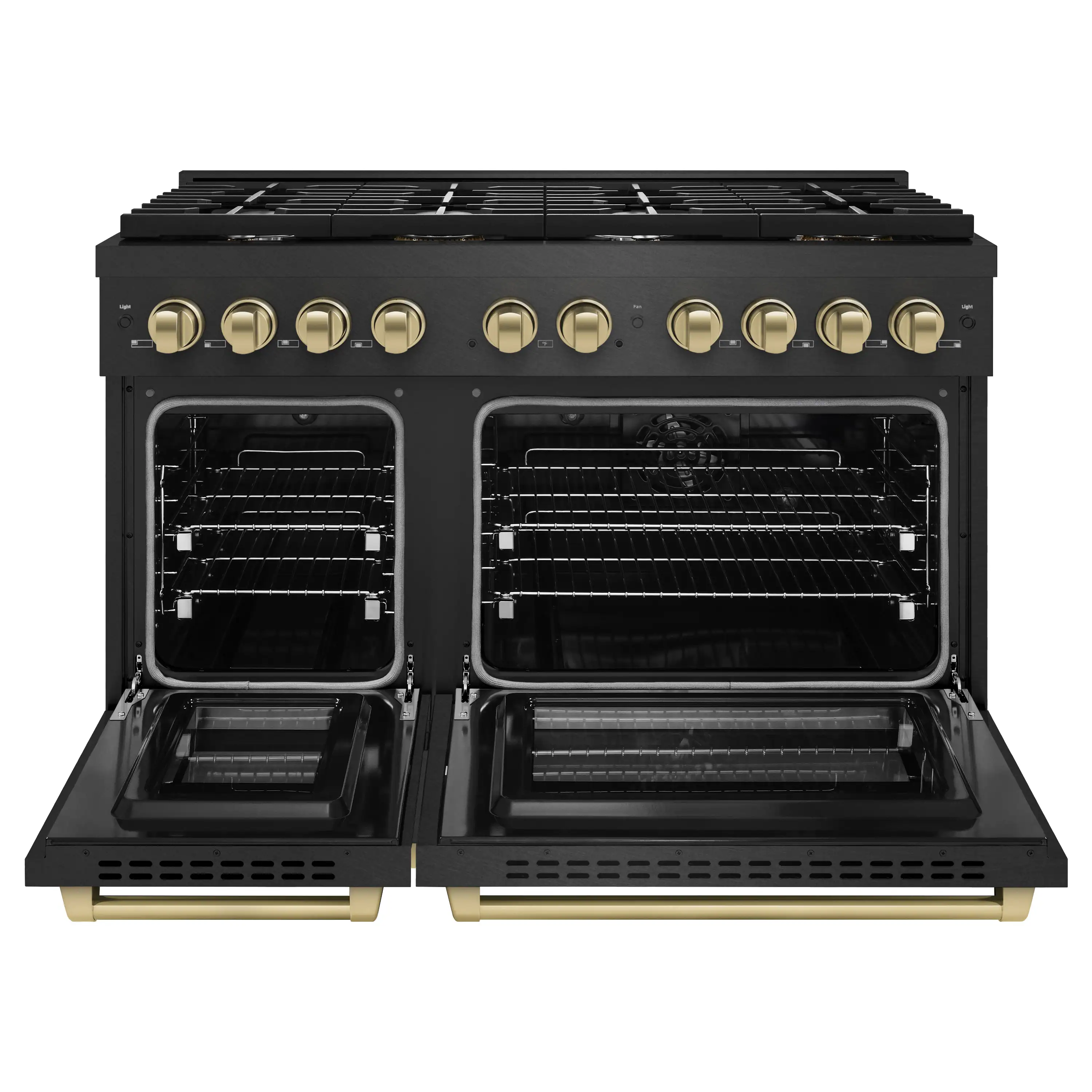 ZLINE Autograph 48-Inch 6.7 Cu. Ft. Paramount Dual Fuel Range with 8 Burner Gas Cooktop in Black Satin and Champagne Accents (SDRBSZ-48-CB) - Image 3
