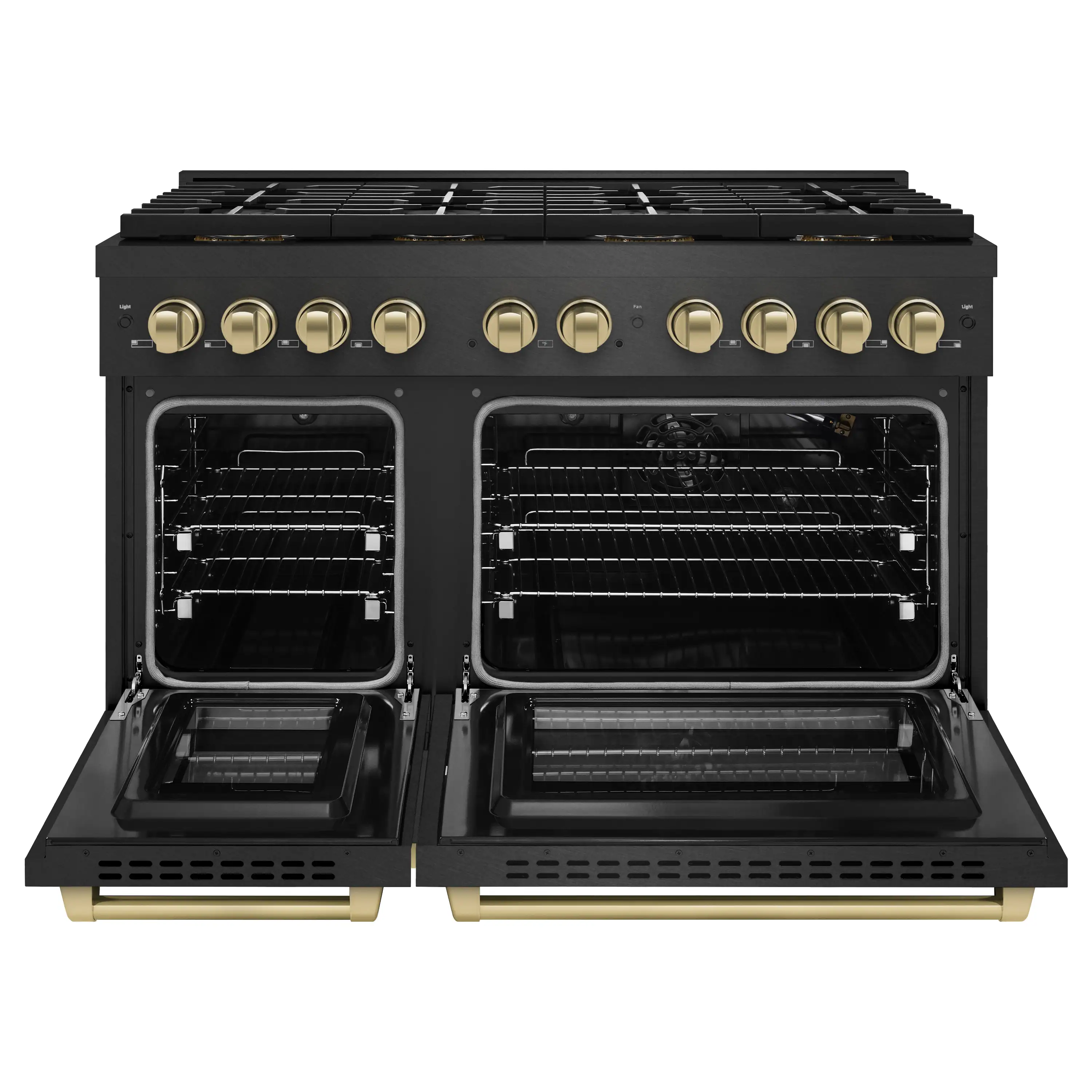 ZLINE Autograph 48-Inch 6.7 Cu. Ft. Paramount Gas Range with 8 Burner DuoPro Cooktop in Black Satin and Champagne Accents (PSGRBSZ-48-CB) - Image 3