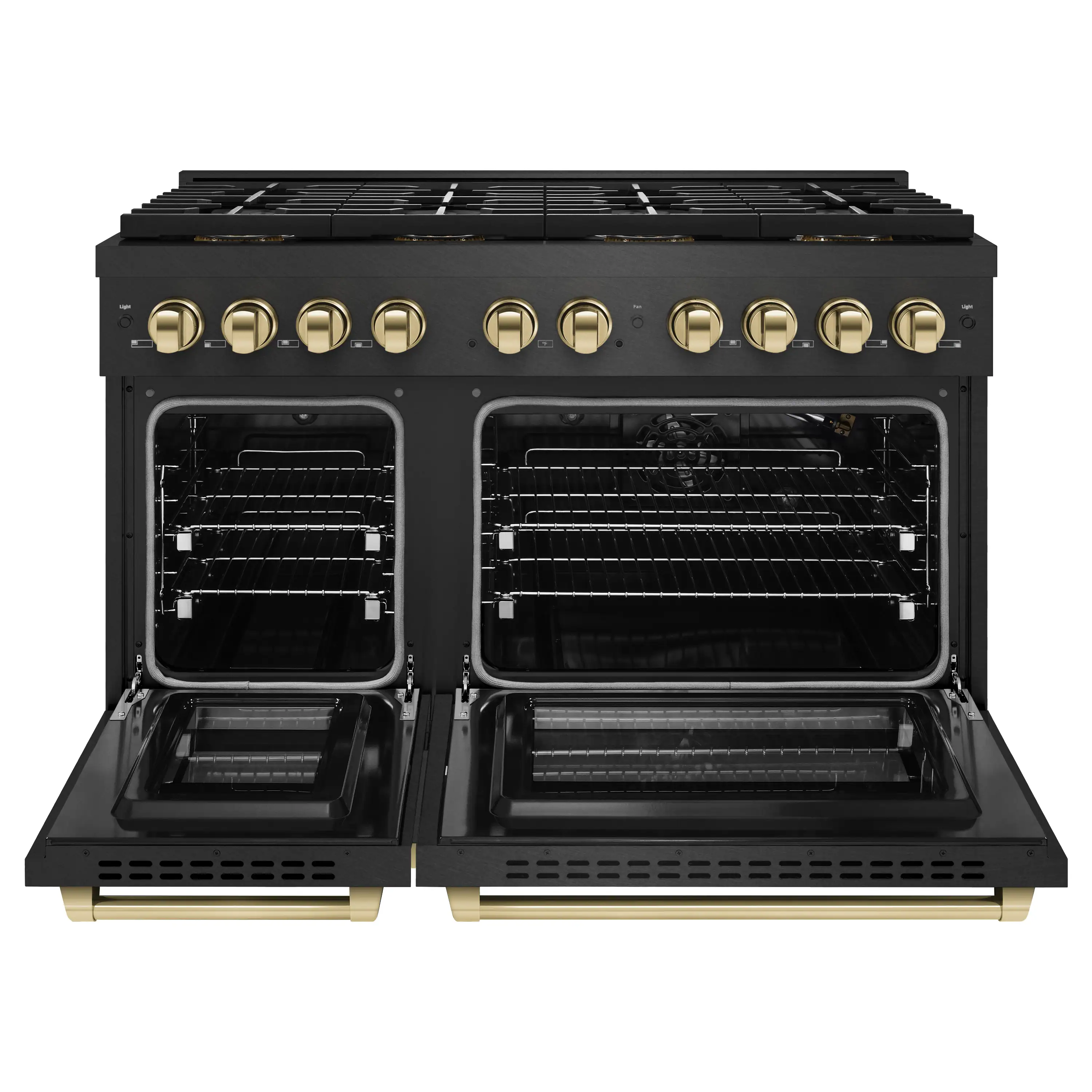 ZLINE Autograph 48-Inch 6.7 Cu. Ft. Paramount Gas Range with 8 Burner DuoPro Cooktop in Black Satin and Gold Accents (PSGRBSZ-48-G) - Image 3