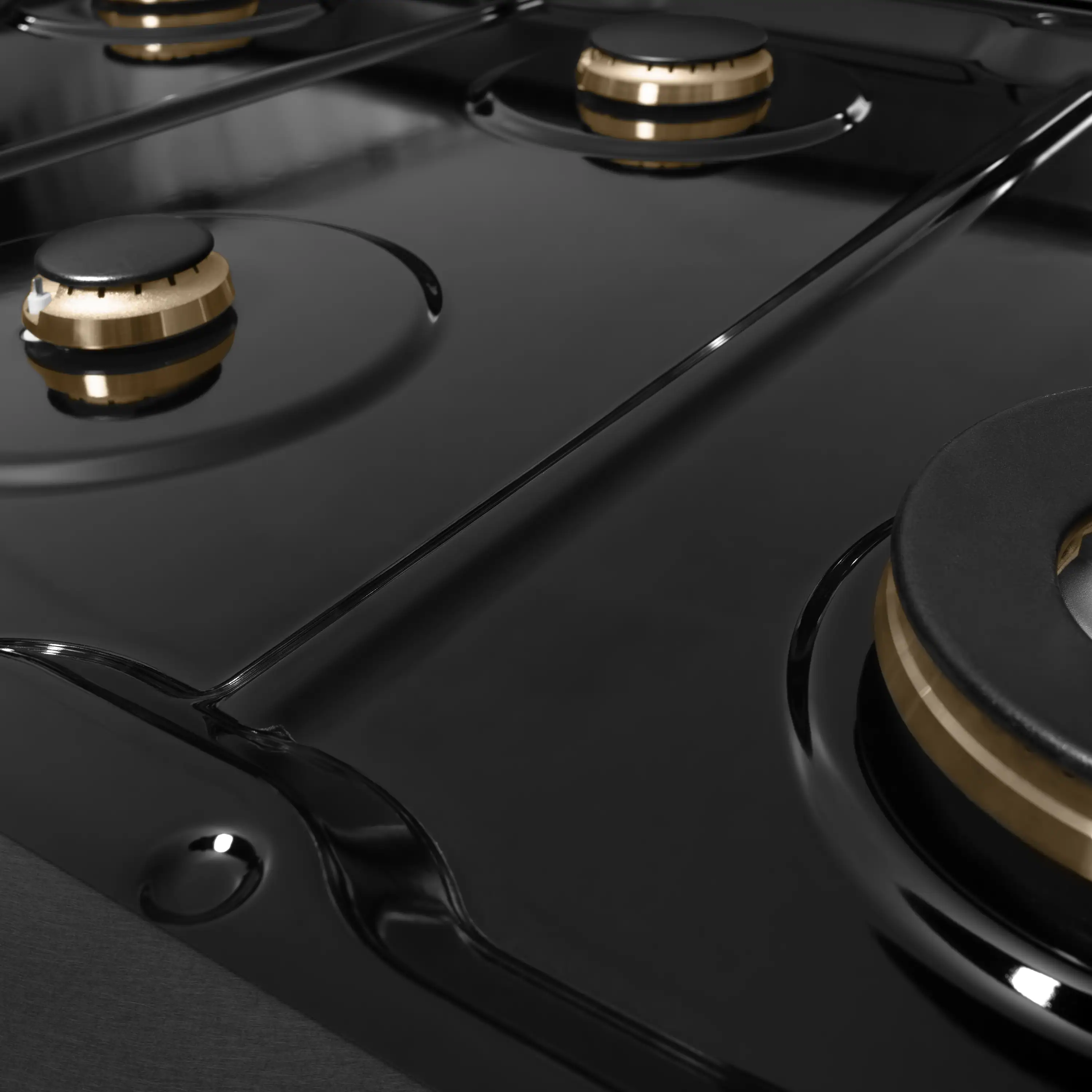 ZLINE Autograph 48-Inch Paramount Gas Rangetop with 8 Burners and Porcelain Cooktop in Black Satin with Gold Accents (SRTBSZ-48-G) - Image 7
