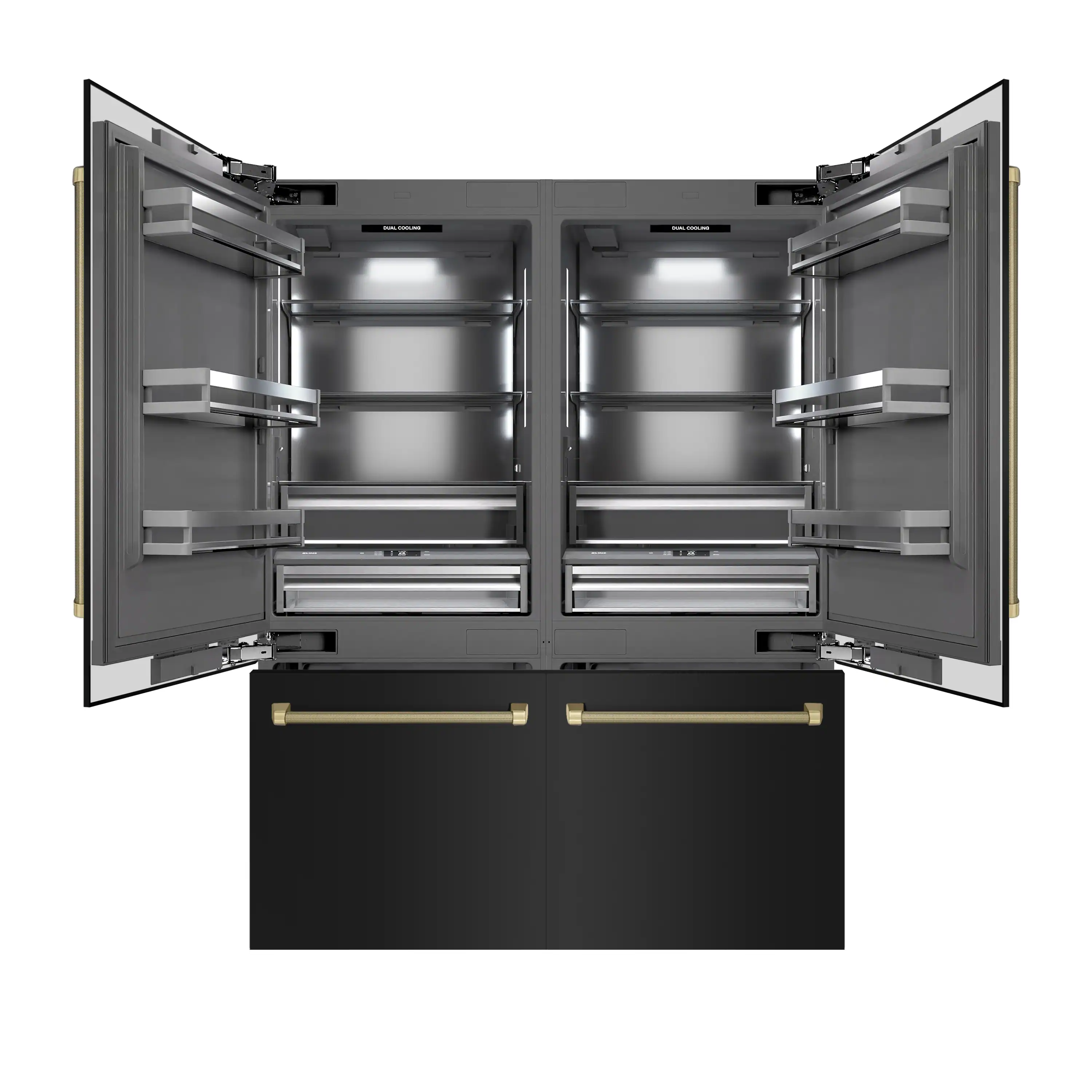 ZLINE Autograph 60-Inch Black Stainless Steel Built-In Refrigerator w/ Gray Interior and Bronze Helix Handles (GRBIVZ-BS60KCB) - Image 4