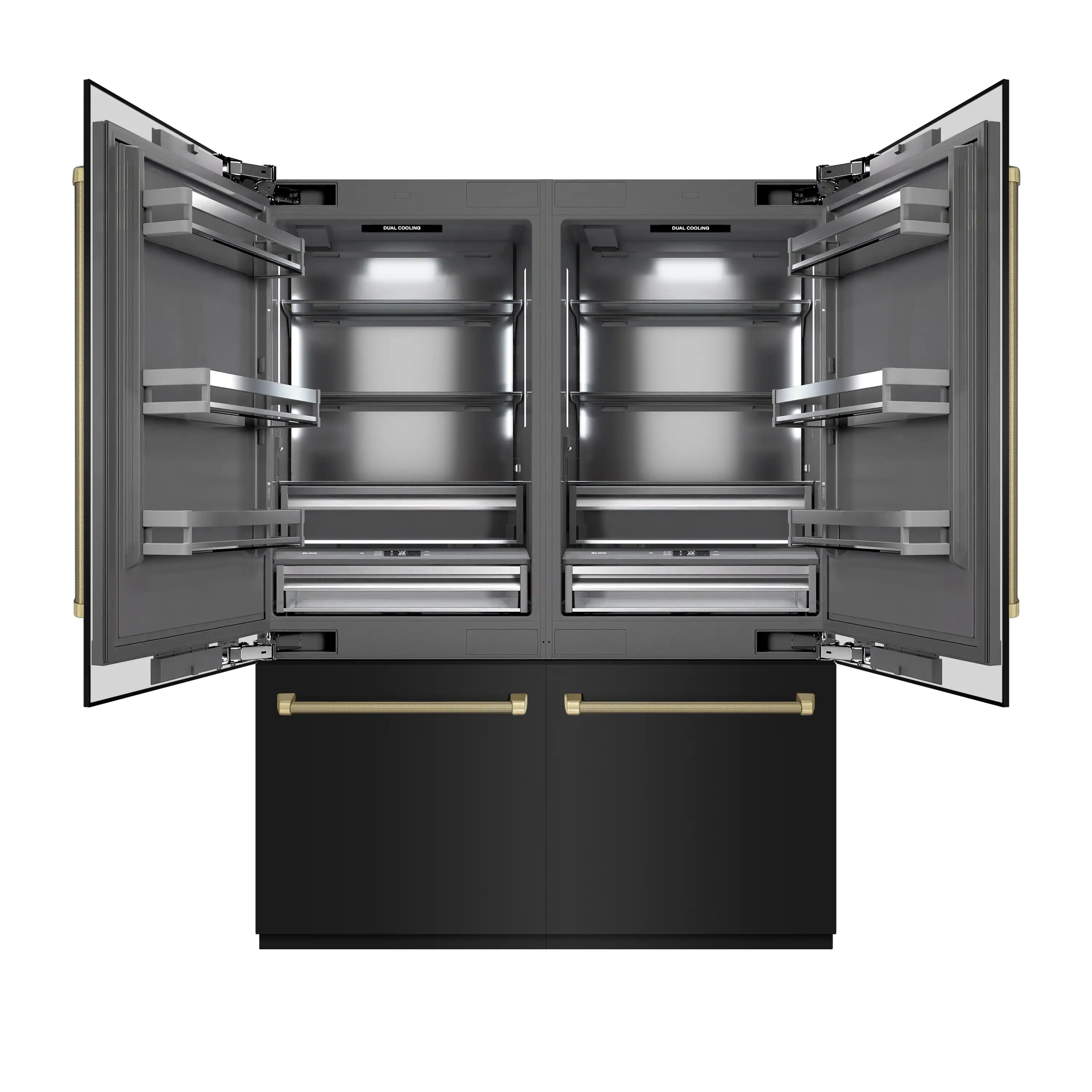 ZLINE Autograph 60-Inch Black Stainless Steel Built-In Refrigerator w/ Gray Interior and Bronze Helix Handles (GRBIVZ-BS60KCB) - Image 5