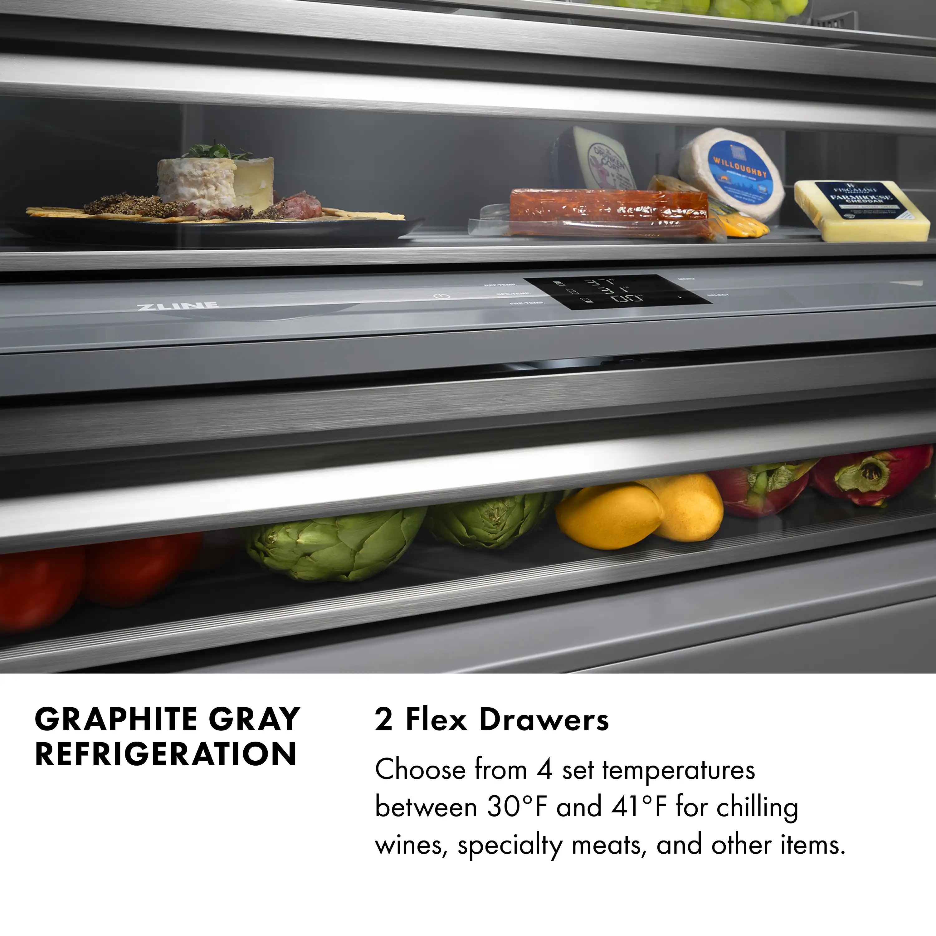ZLINE Autograph 60-Inch Black Stainless Steel Built-In Refrigerator w/ Gray Interior and Gold Helix Handles (GRBIVZ-BS60KG) - Image 19