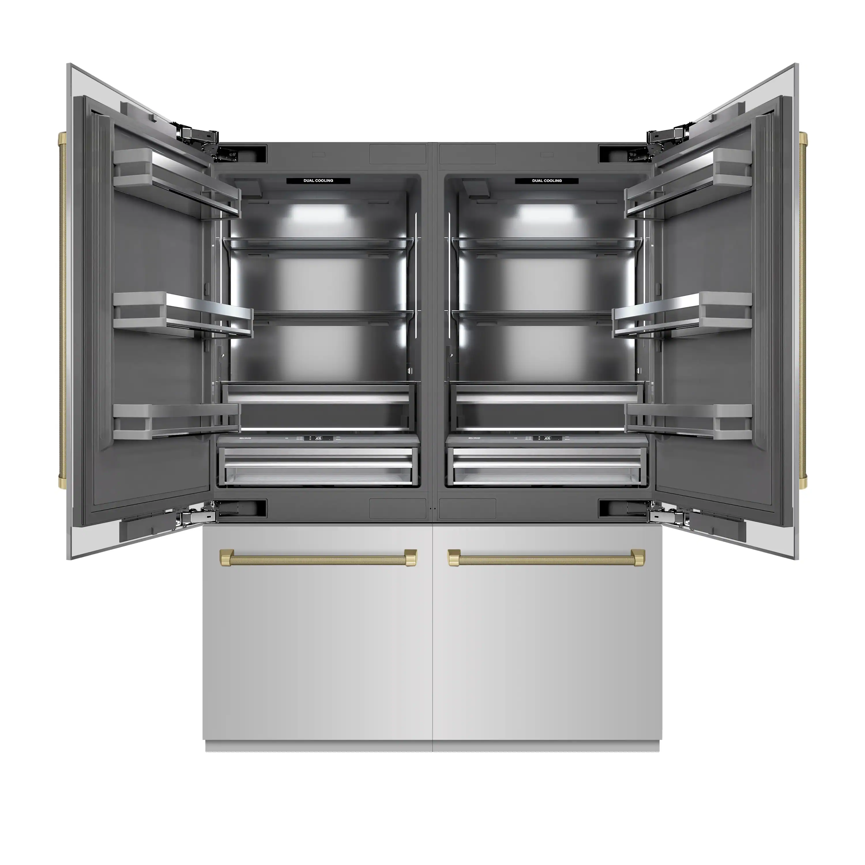ZLINE Autograph 60-Inch Built-In Refrigerator w/ Gray Interior and Champagne Bronze Helix Handles (GRBIVZ-30460KCB) - Image 4