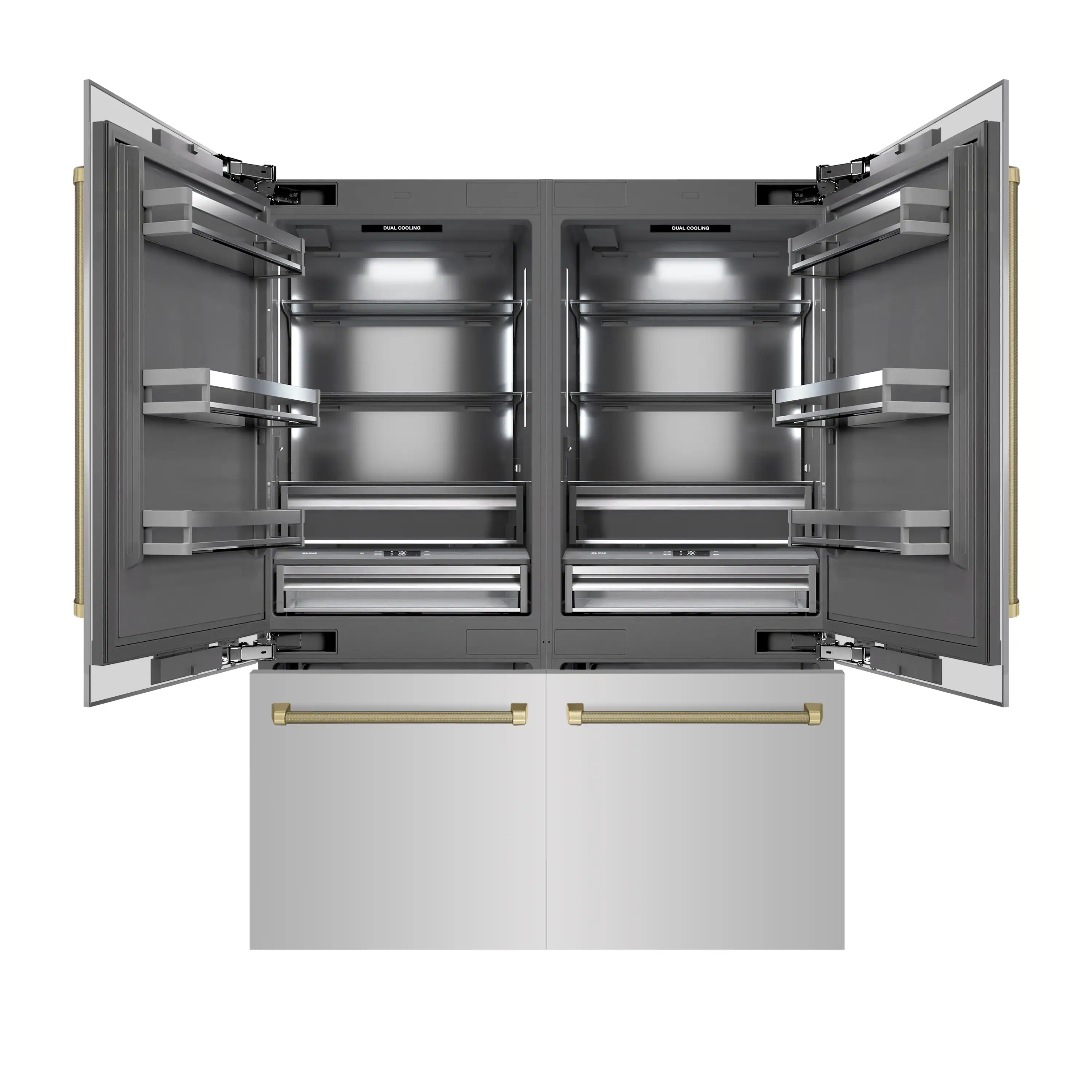 ZLINE Autograph 60-Inch Built-In Refrigerator w/ Gray Interior and Champagne Bronze Helix Handles (GRBIVZ-30460KCB) - Image 5
