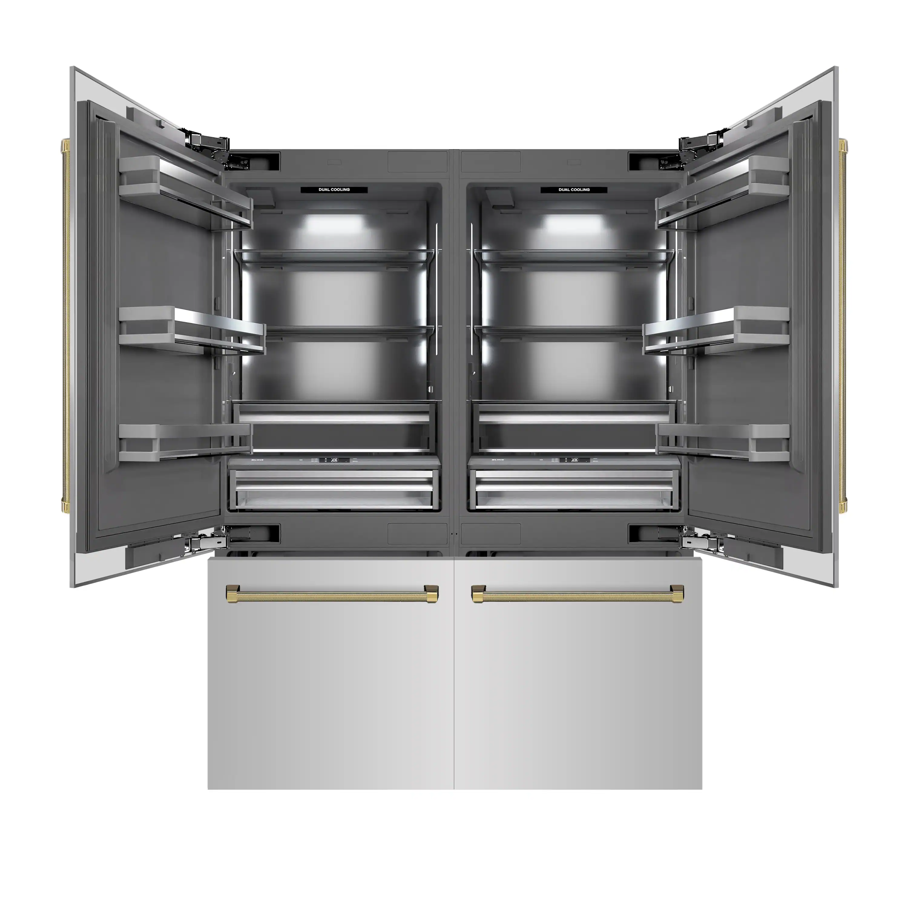 ZLINE Autograph 60-Inch Built-In Refrigerator w/ Gray Interior and Polished Gold Helix Handles (GRBIVZ-30460KG) - Image 5