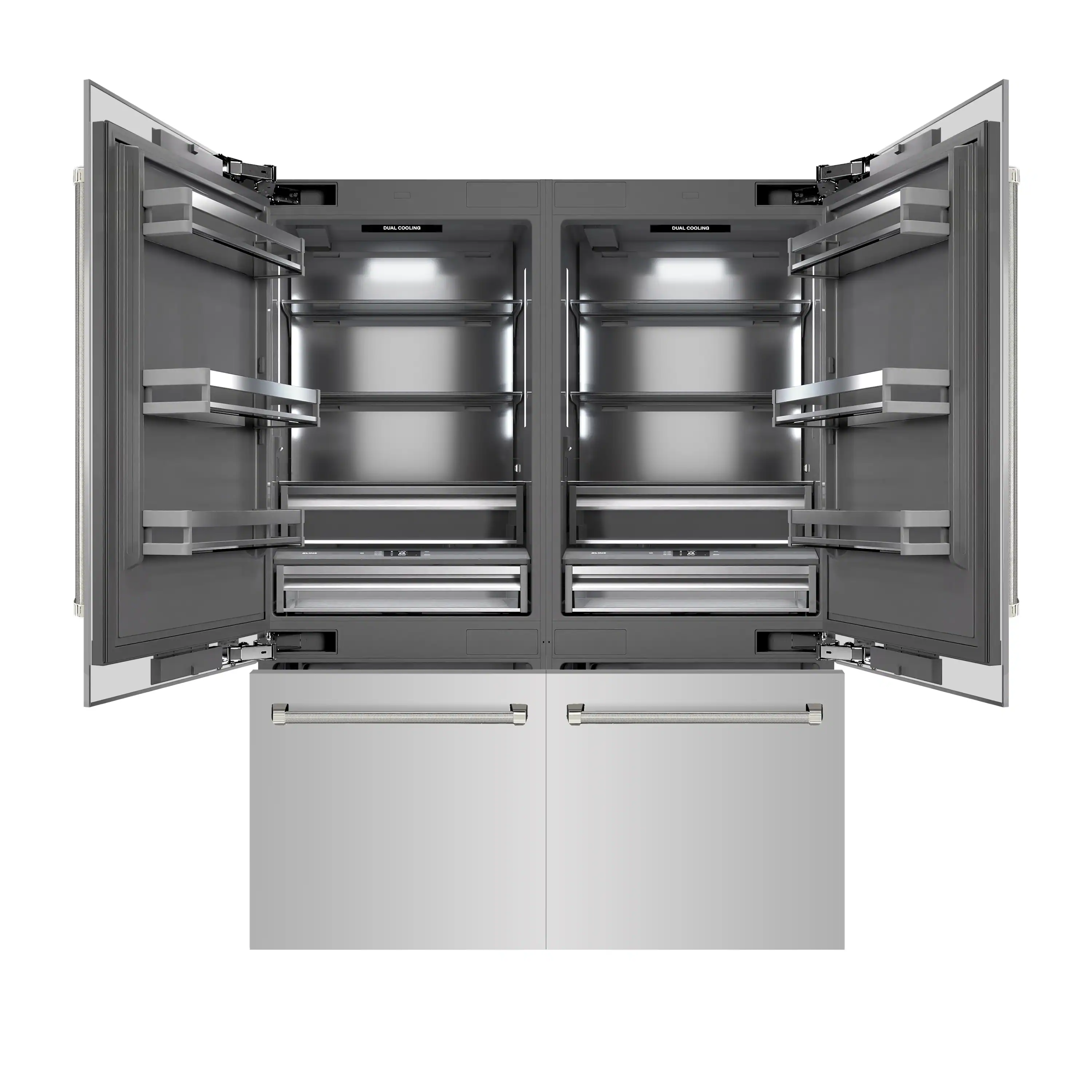 ZLINE Autograph 60-Inch Built-In Refrigerator w/ Gray Interior and Polished Nickel Helix Handles (GRBIVZ-30460KPN) - Image 15