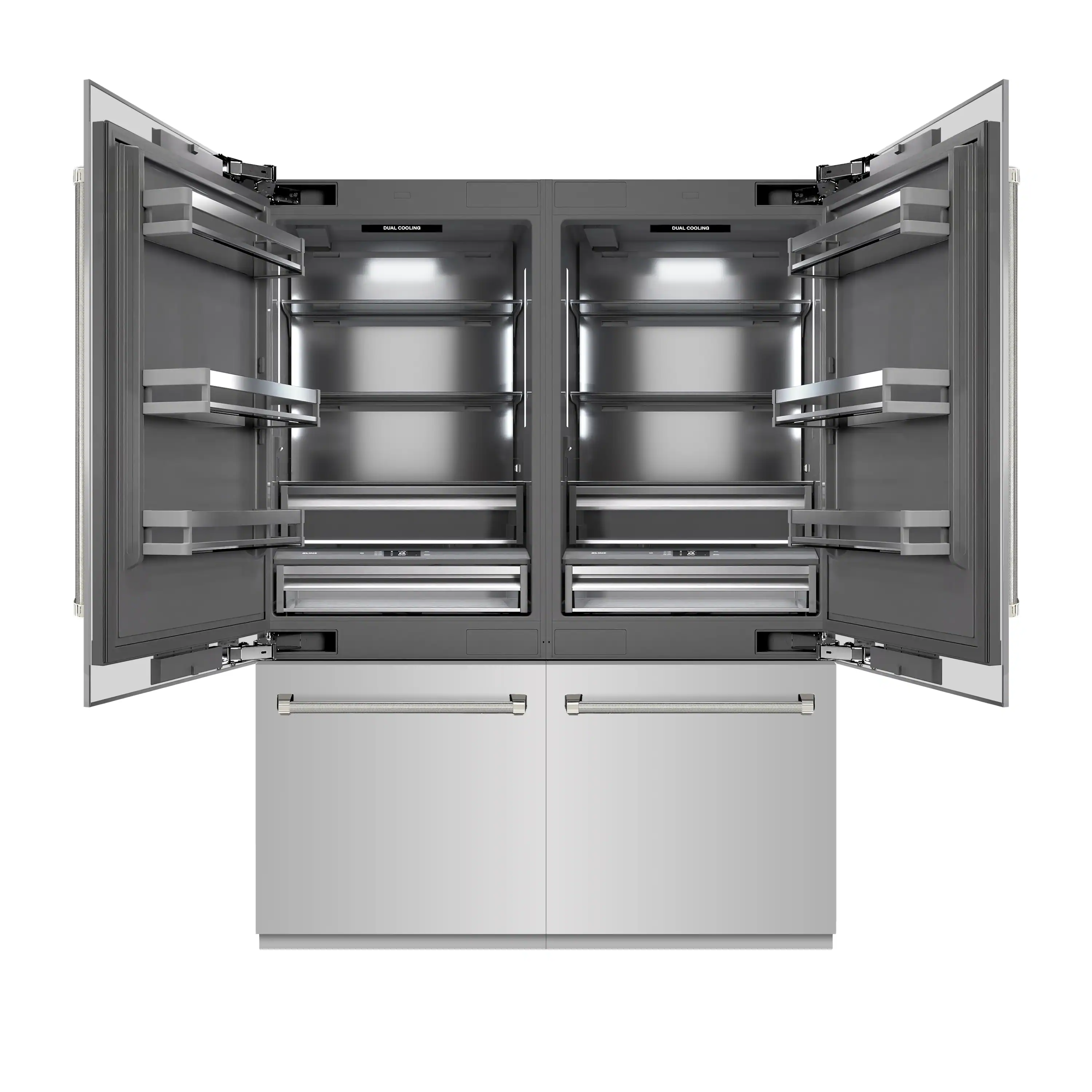 ZLINE Autograph 60-Inch Built-In Refrigerator w/ Gray Interior and Polished Nickel Helix Handles (GRBIVZ-30460KPN) - Image 4