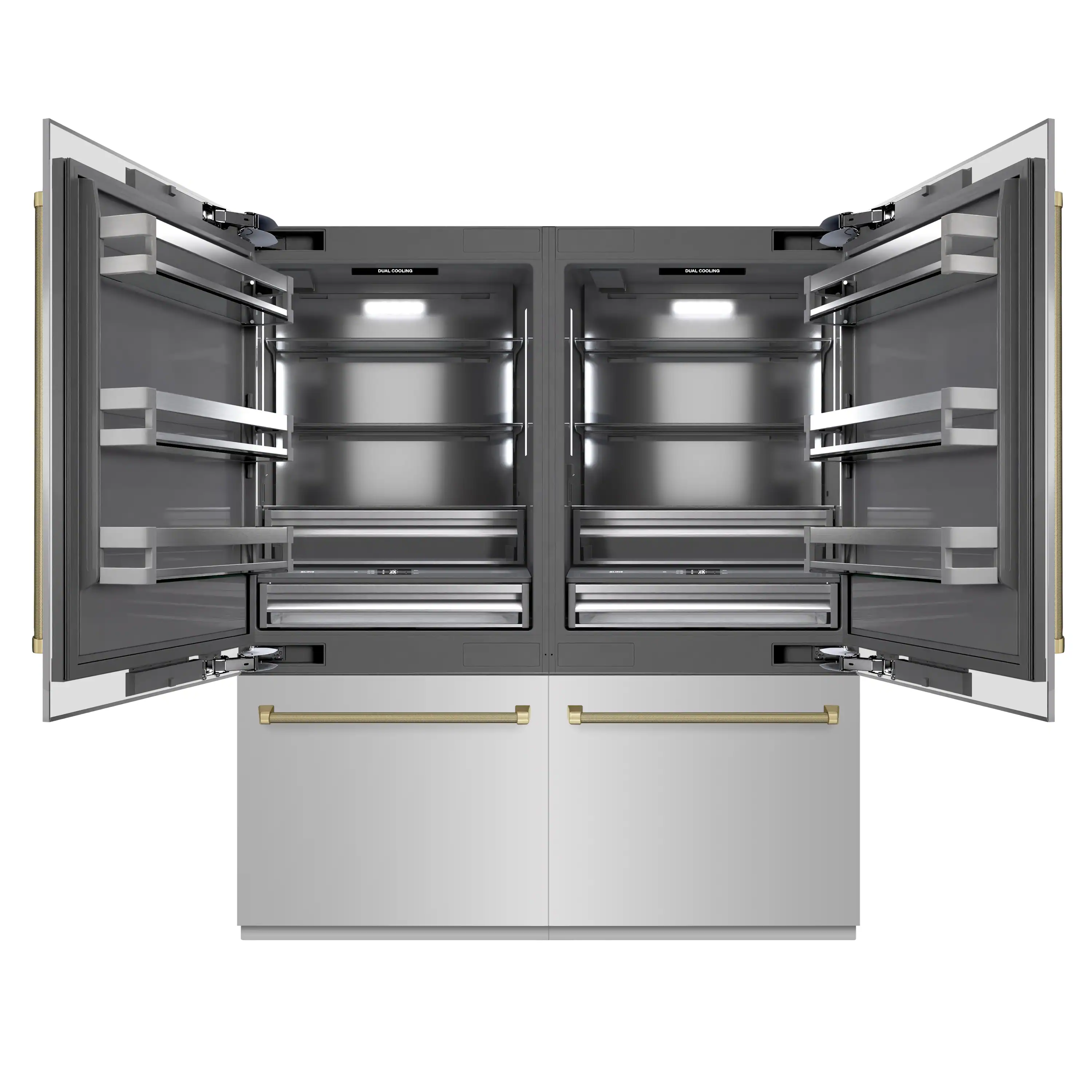 ZLINE Autograph 72-Inch Built-In Refrigerator w/ Gray Interior and Champagne Bronze Helix Handles (GRBITZ-30472KCB) - Image 4