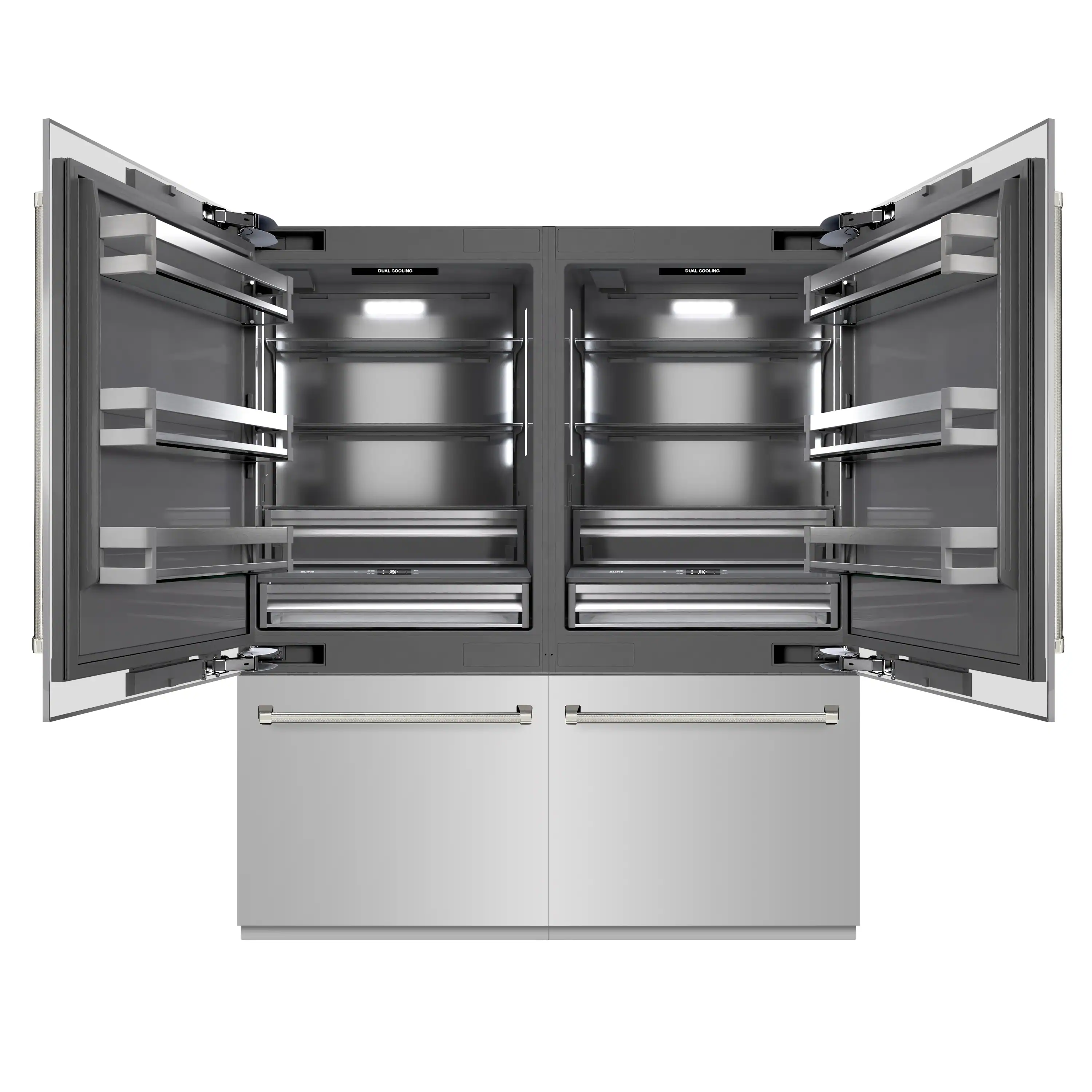 ZLINE Autograph 72-Inch Built-In Refrigerator w/ Gray Interior and Polished Nickel Helix Handles (GRBITZ-30472KPN) - Image 4
