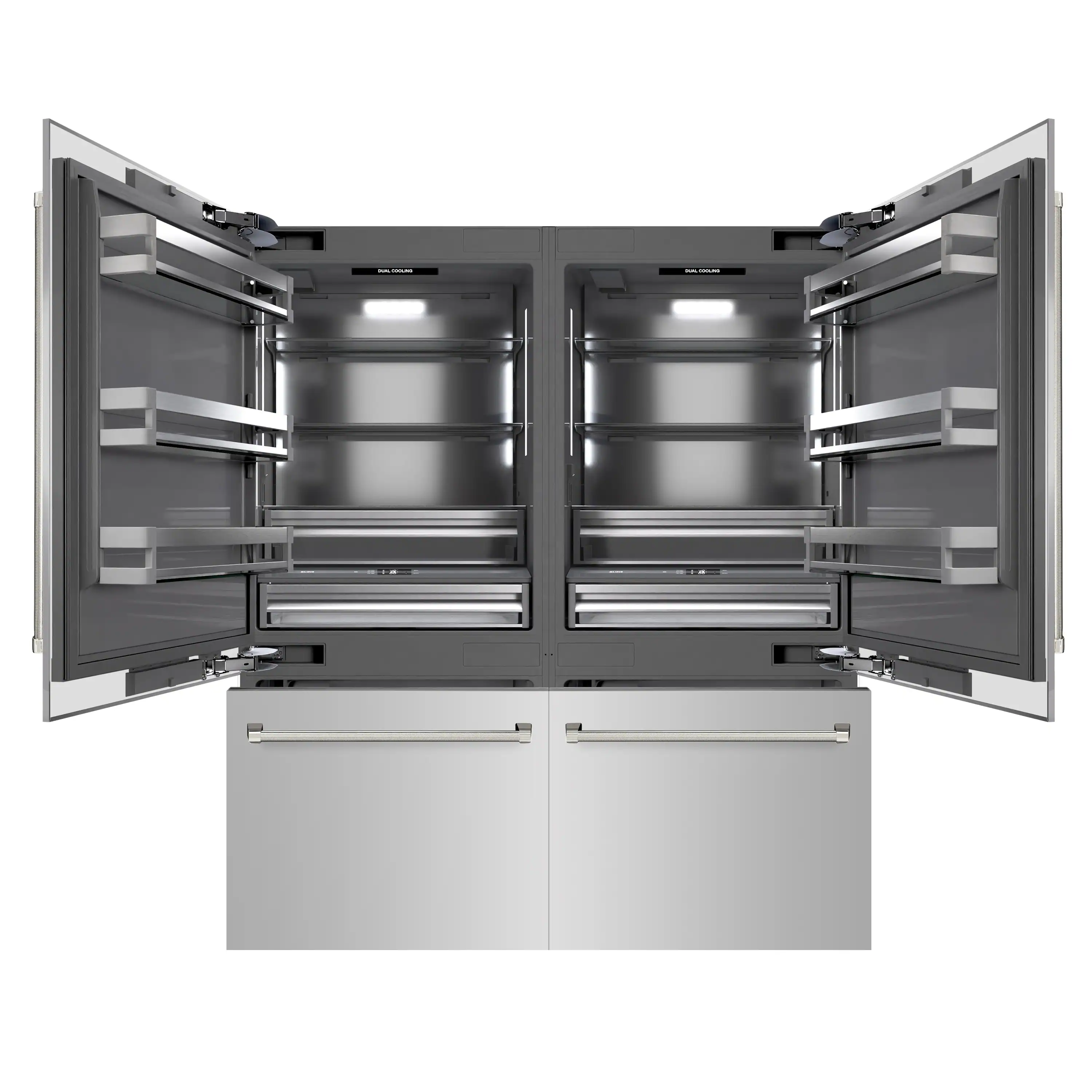 ZLINE Autograph 72-Inch Built-In Refrigerator w/ Gray Interior and Polished Nickel Helix Handles (GRBITZ-30472KPN) - Image 5
