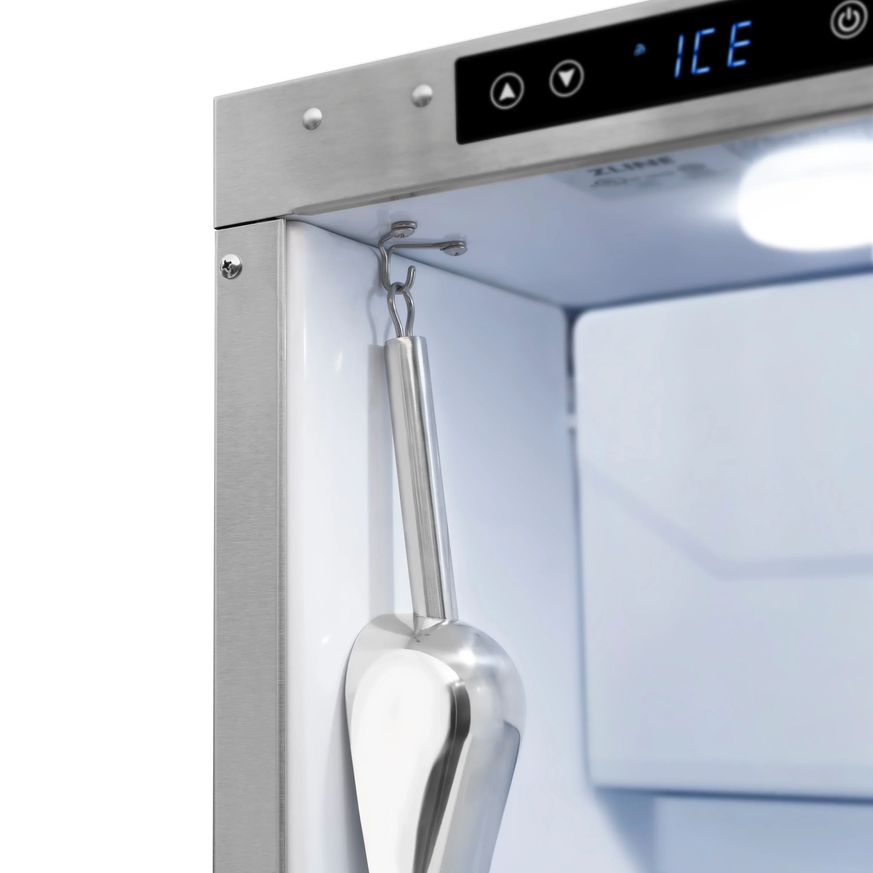 ZLINE Autograph Edition 15-Inch Touchstone Clear Cube Ice Maker with Drain Pump in White Matte and Champagne Bronze Handle (ICCDZ-WM-15-CB) - Image 4