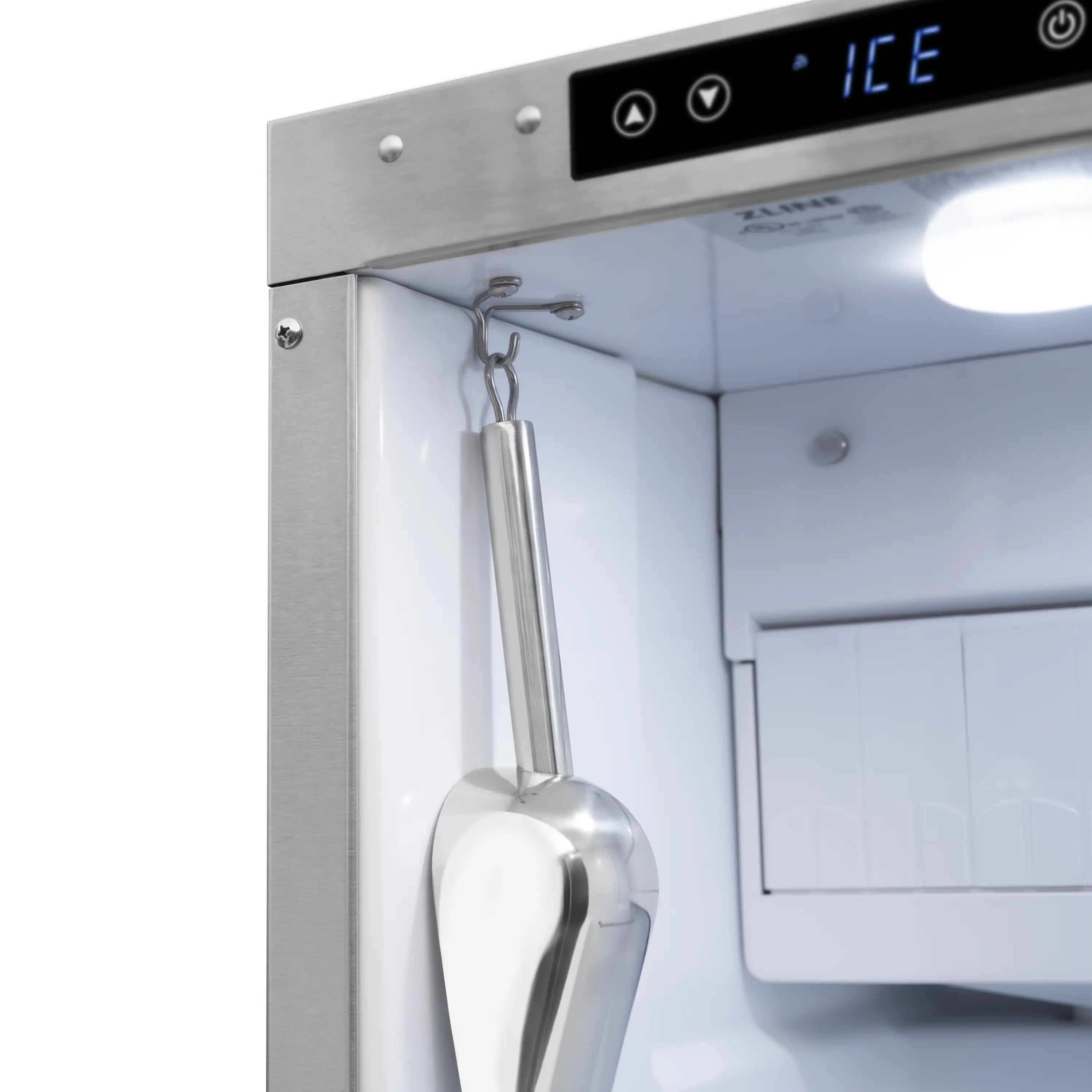 ZLINE Autograph Edition 15-Inch Touchstone Gourmet Ice Maker with Drain Pump in White Matte and Gold Handle (IGMDZ-WM-15-G) - Image 5