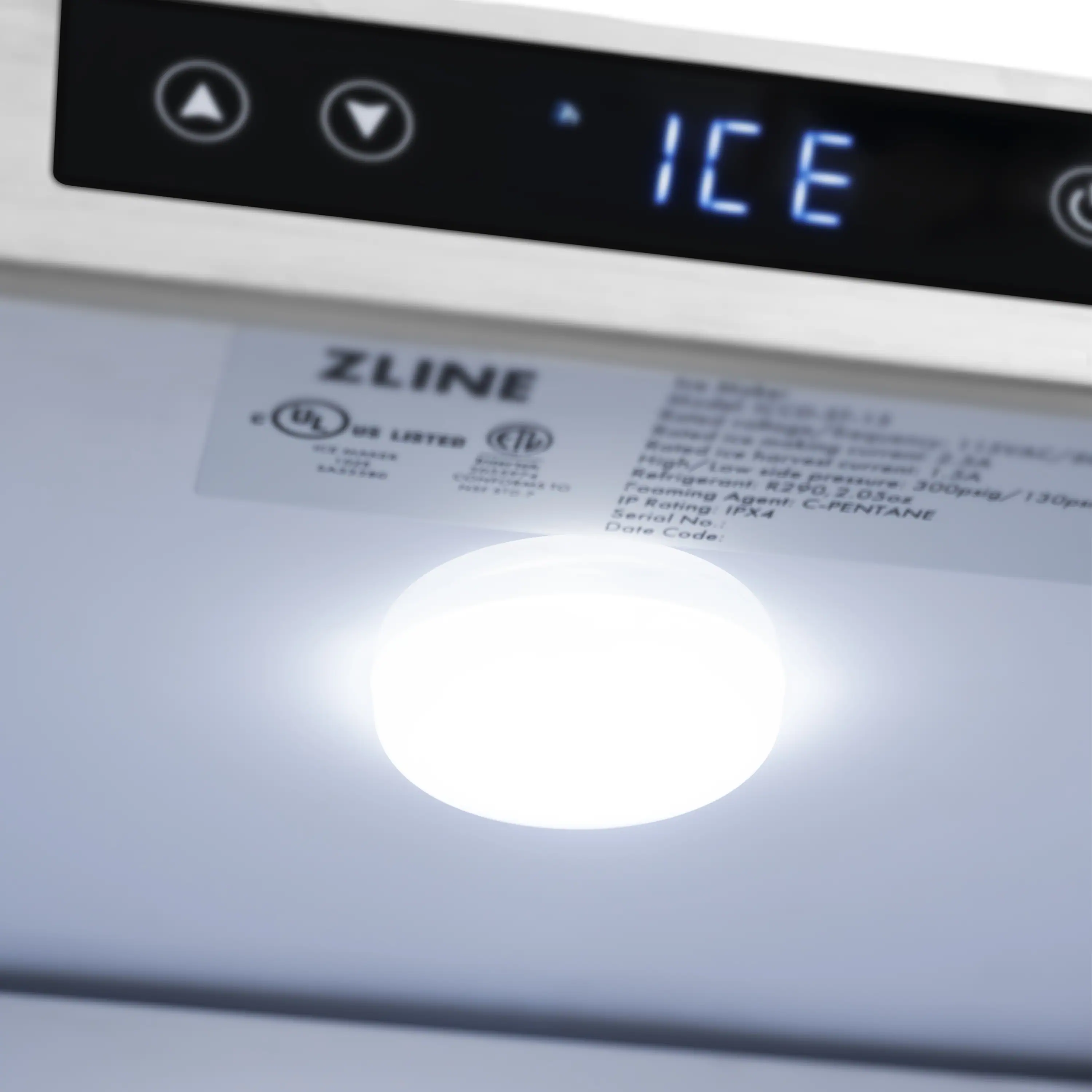 ZLINE Autograph Edition 15-Inch Touchstone Gourmet Ice Maker with Drain Pump in White Matte and Gold Handle (IGMDZ-WM-15-G) - Image 6