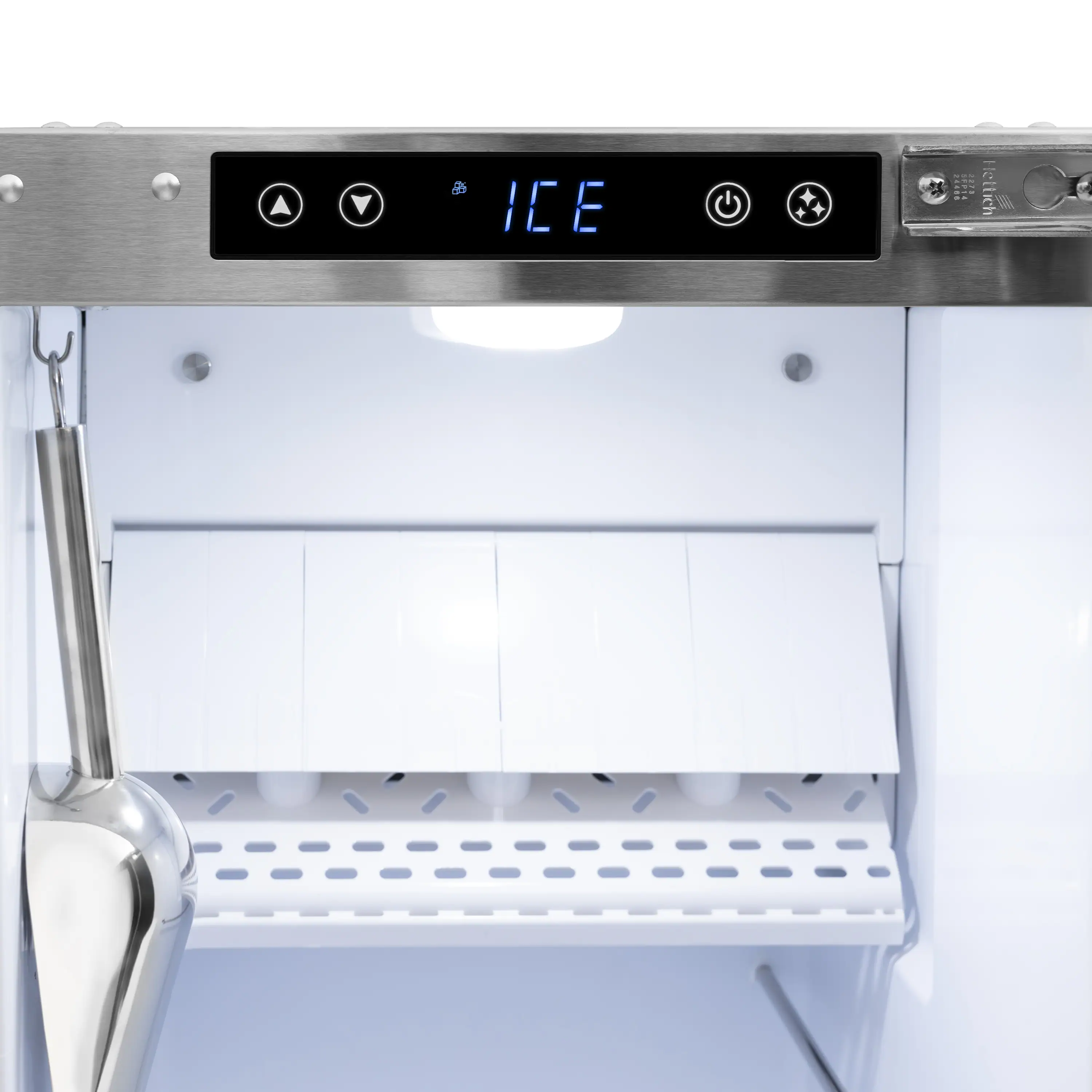 ZLINE Autograph Edition 15-Inch Touchstone Gourmet Ice Maker with Drain Pump in White Matte and Gold Handle (IGMDZ-WM-15-G) - Image 7