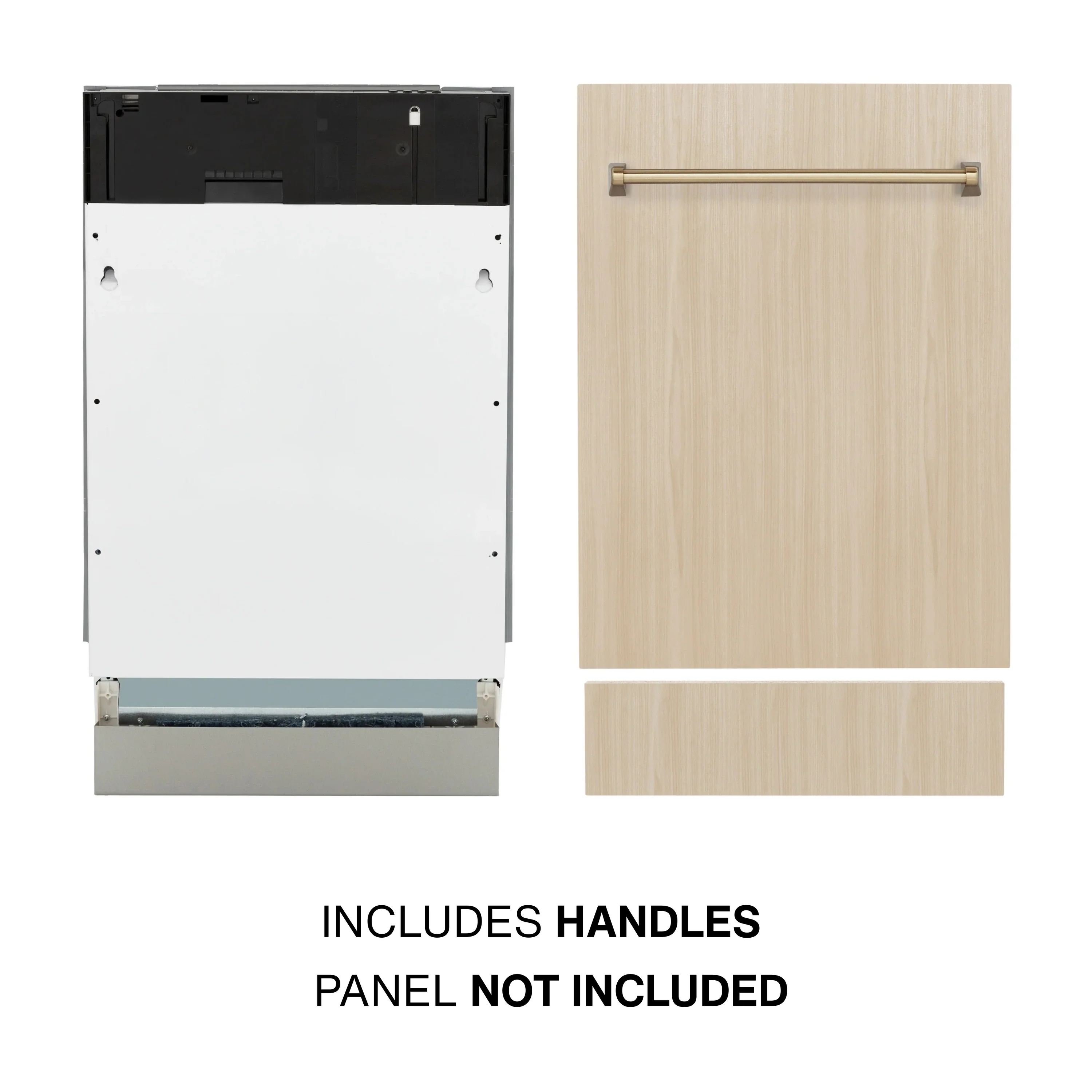 ZLINE Autograph Edition 18-Inch Tallac Series 3rd Rack Top Control Dishwasher in Custom Panel Ready with Champagne Bronze Handle (DWVZ-18-CB) - Image 4