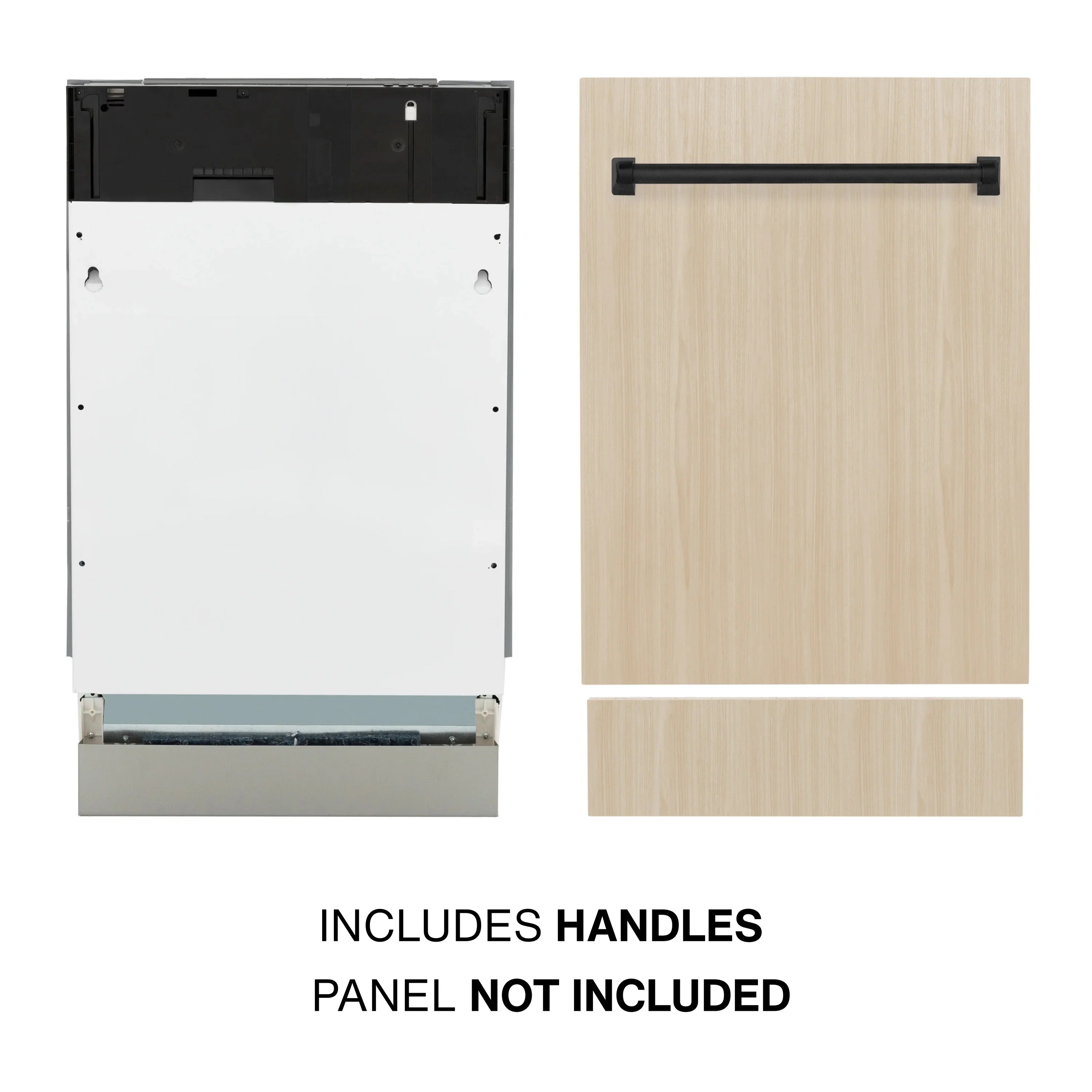 ZLINE Autograph Edition 18-Inch Tallac Series 3rd Rack Top Control Dishwasher in Custom Panel Ready with Matte Black Handle (DWVZ-18-MB) - Image 4