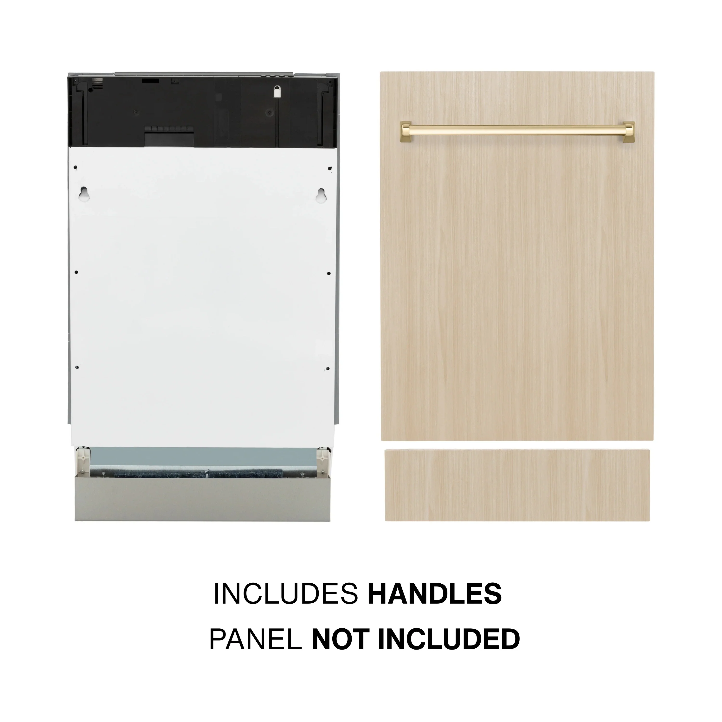 ZLINE Autograph Edition 18-Inch Tallac Series 3rd Rack Top Control Dishwasher in Custom Panel Ready with Polished Gold Handle (DWVZ-18-G) - Image 5