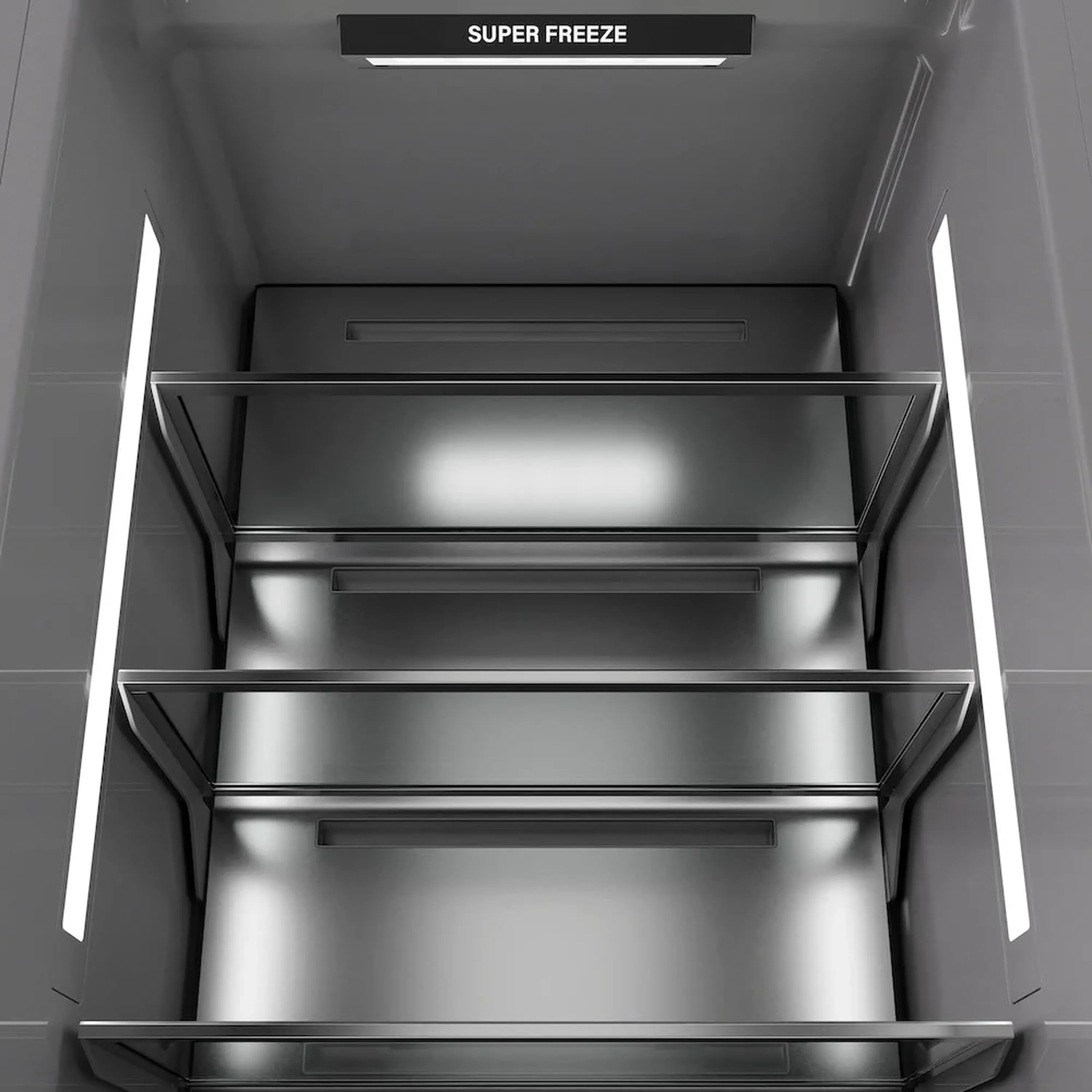 ZLINE Autograph Edition 18-Inch 8.6 Cu. Ft. Left Hinge Column Freezer in Satin Stainless Steel with Graphite Gray Interior and Champagne Bronze Accents (RCFVLZ-SN-18-CB) - Image 7