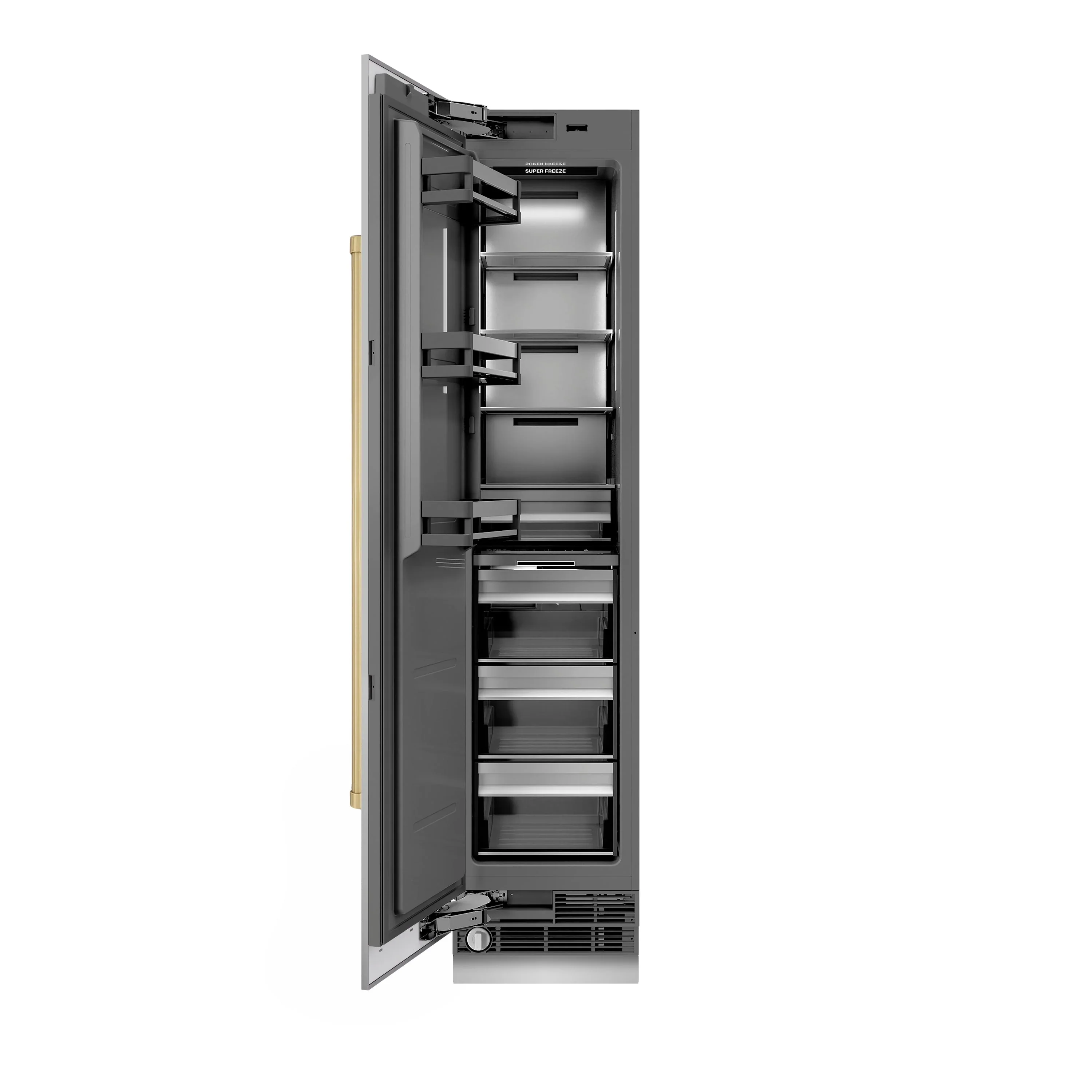 ZLINE Autograph Edition 18-Inch 8.6 Cu. Ft. Left Hinge Column Freezer in Stainless Steel with Graphite Gray Interior and Champagne Bronze Accents (RCFVLZ-30418-CB) - Image 3