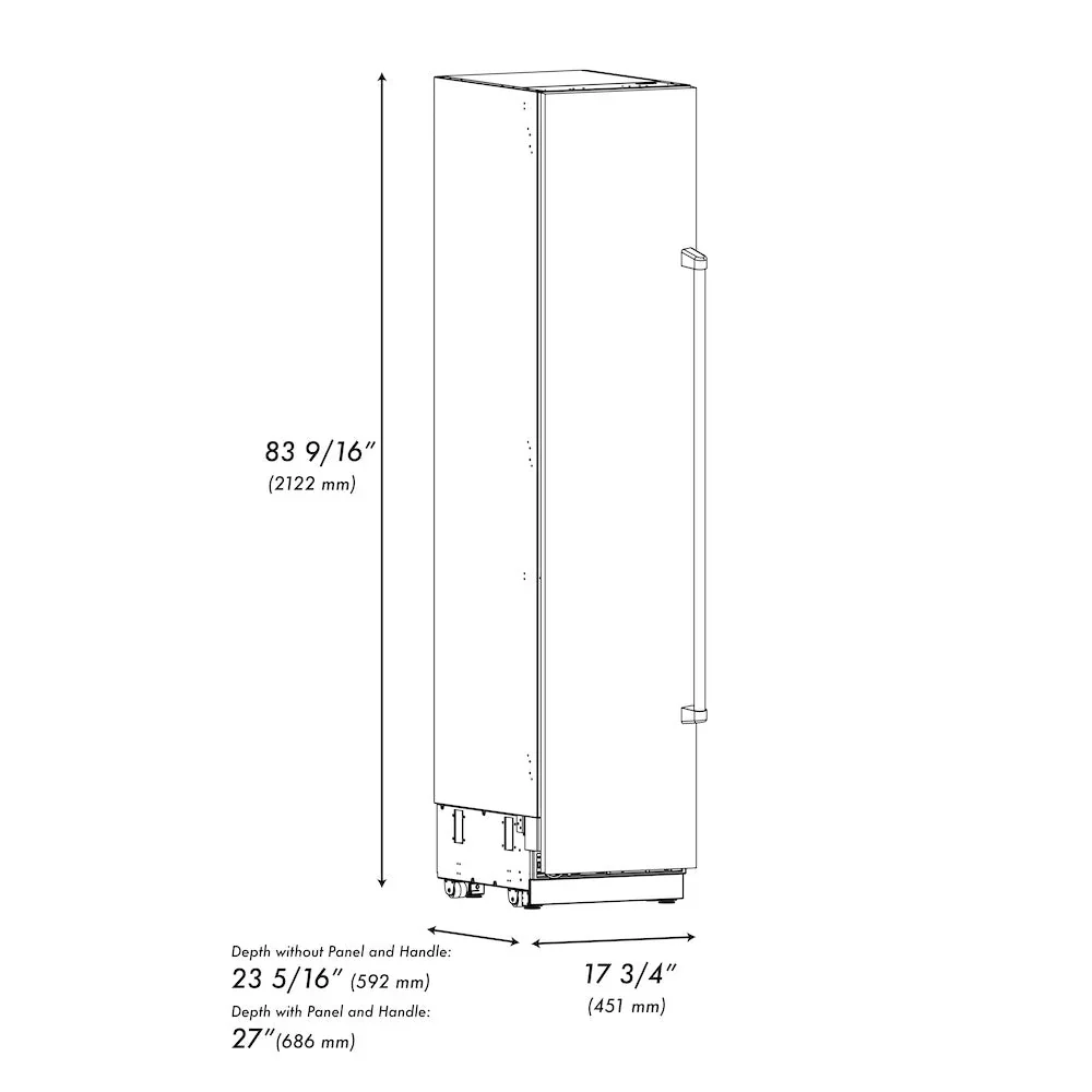 ZLINE Autograph Edition 18-Inch 8.6 Cu. Ft. Left Hinge Column Freezer in White Matte with Graphite Gray Interior and Champagne Bronze Accents (RCFVLZ-WM-18-CB) - Image 12