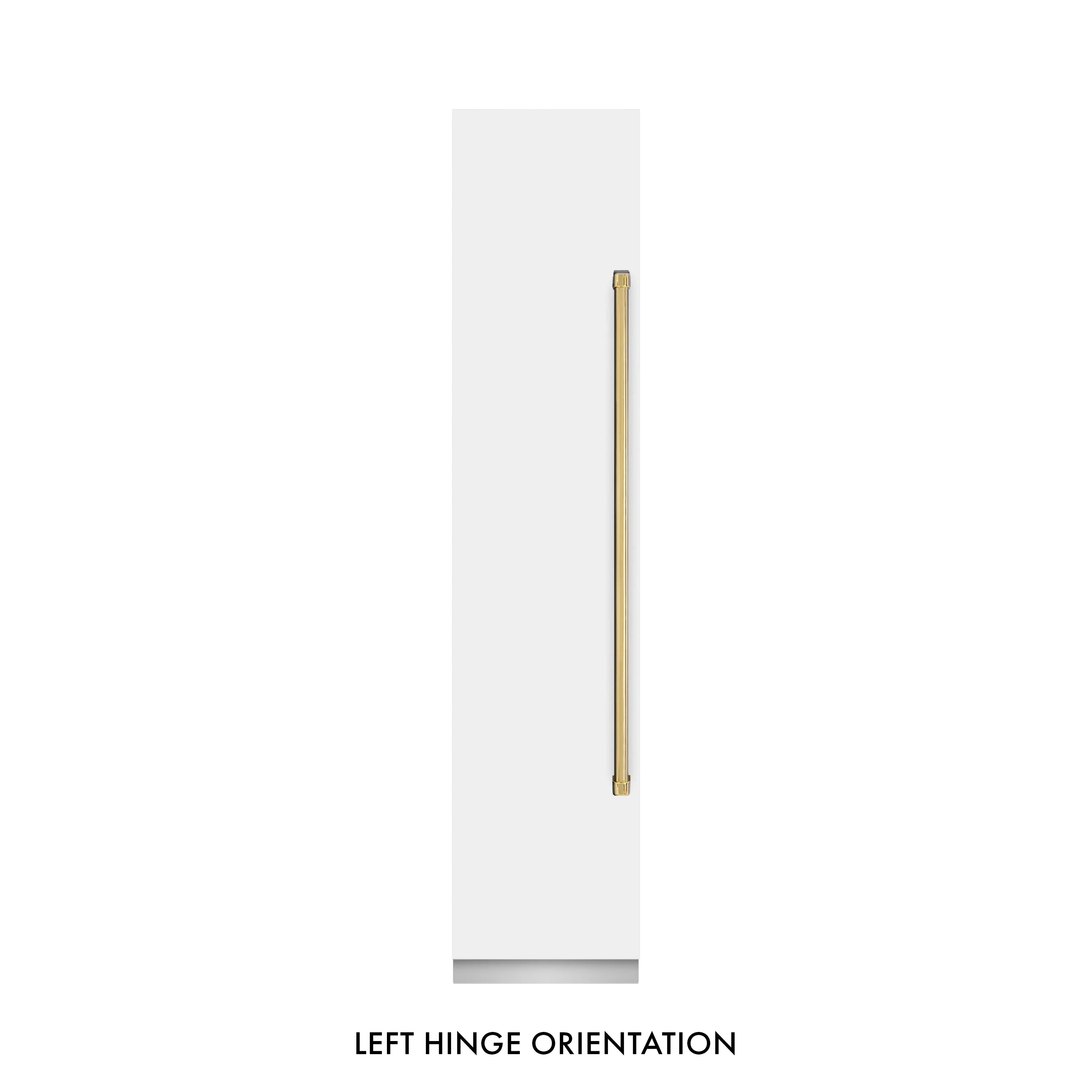 ZLINE Autograph Edition 18-Inch 8.6 Cu. Ft. Left Hinge Column Freezer in White Matte with Graphite Gray Interior and Polished Gold Accents (RCFVLZ-WM-18-G) - Image 4