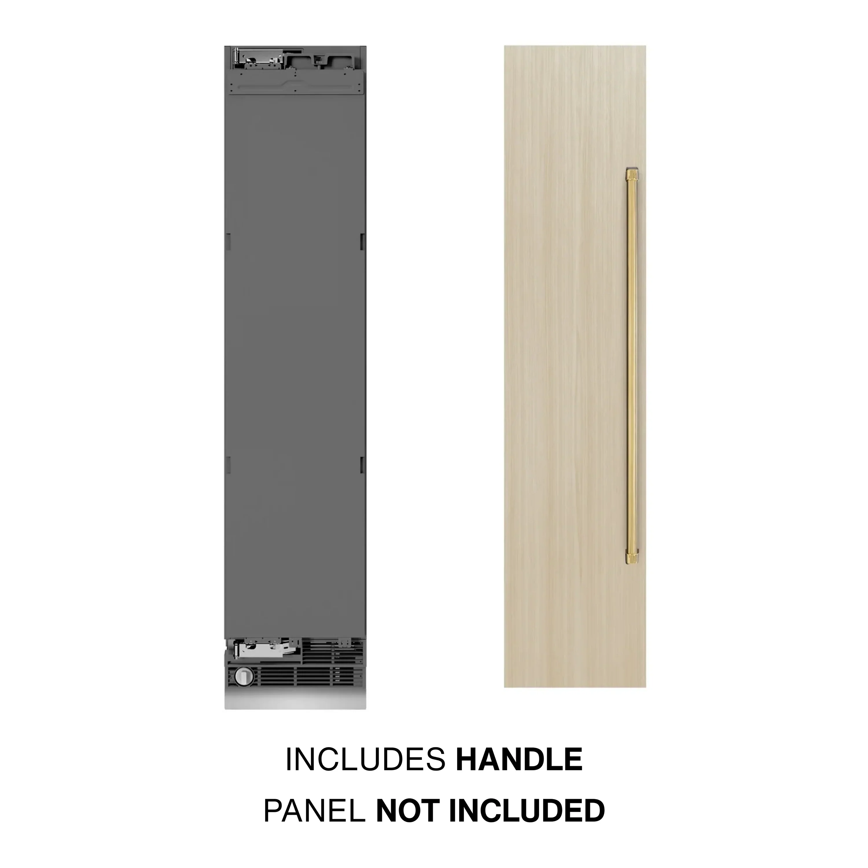 ZLINE Autograph Edition 18-Inch 8.6 Cu. Ft. Panel Ready Left Hinge Column Freezer with Graphite Gray Interior and Polished Gold Accents (RBCFVLZ-18-G) - Image 2