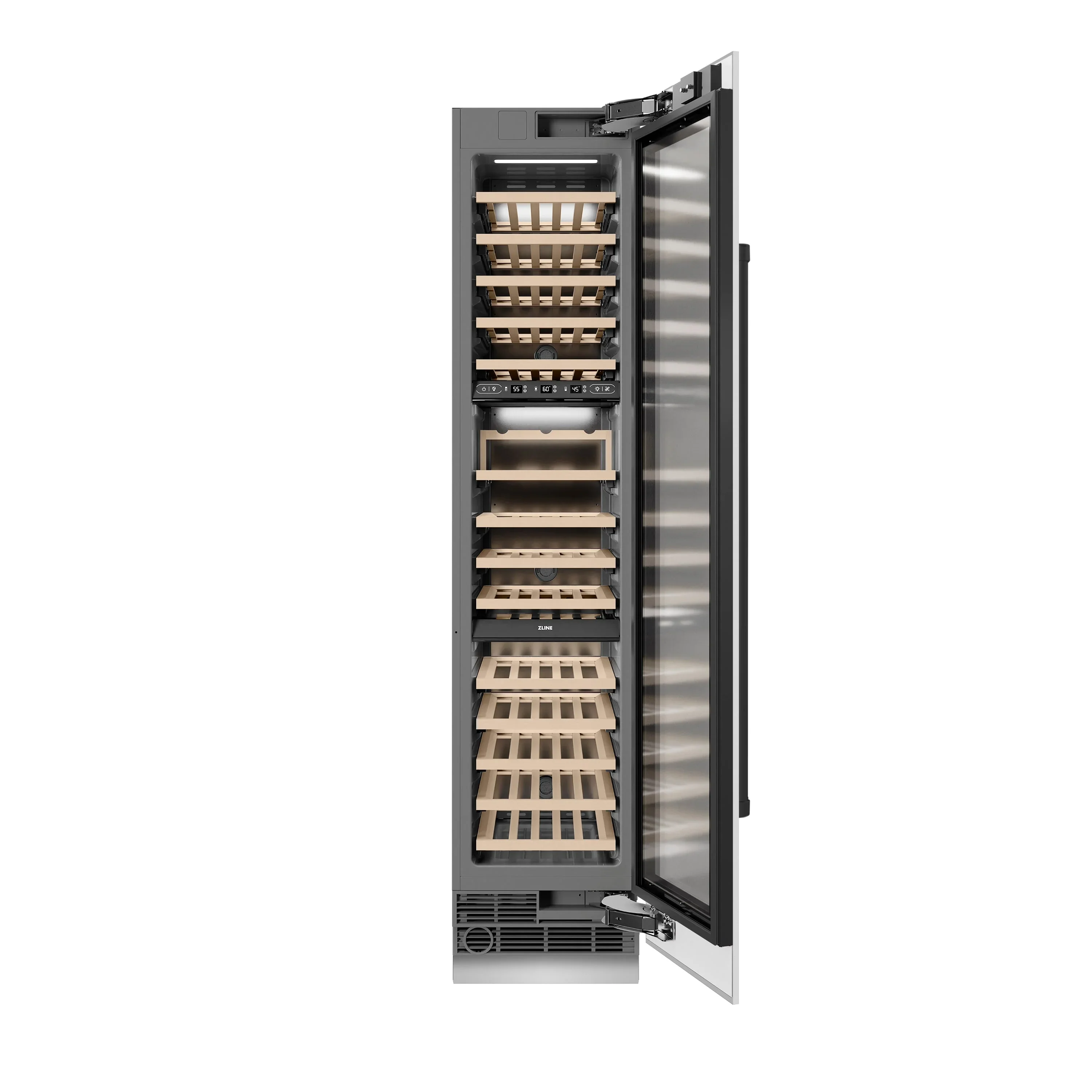 ZLINE Autograph Edition 18-Inch 9.0 Cu. Ft. Triple Zone 68 Bottle Right Hinge Column Wine Cooler in White Matte with Matte Black Accents (RCWVRZ-WM-18-MB) - Image 3
