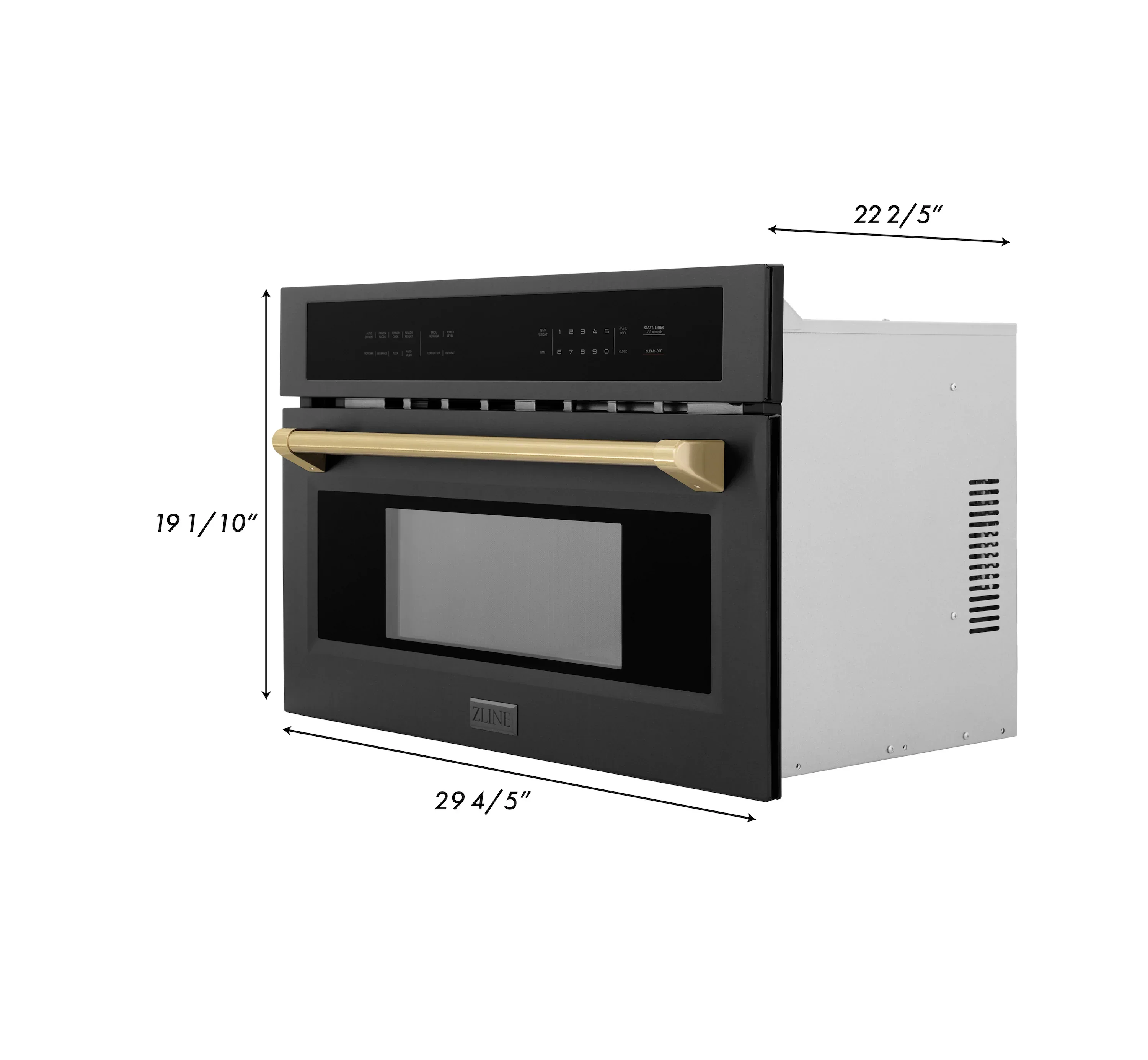 ZLINE Autograph Edition 2-Piece Appliance Package - 30-Inch Single Wall Oven with Self-Clean and 30-inch Built-In Microwave Oven in Black Stainless Steel with Champagne Bronze Trim - Image 10