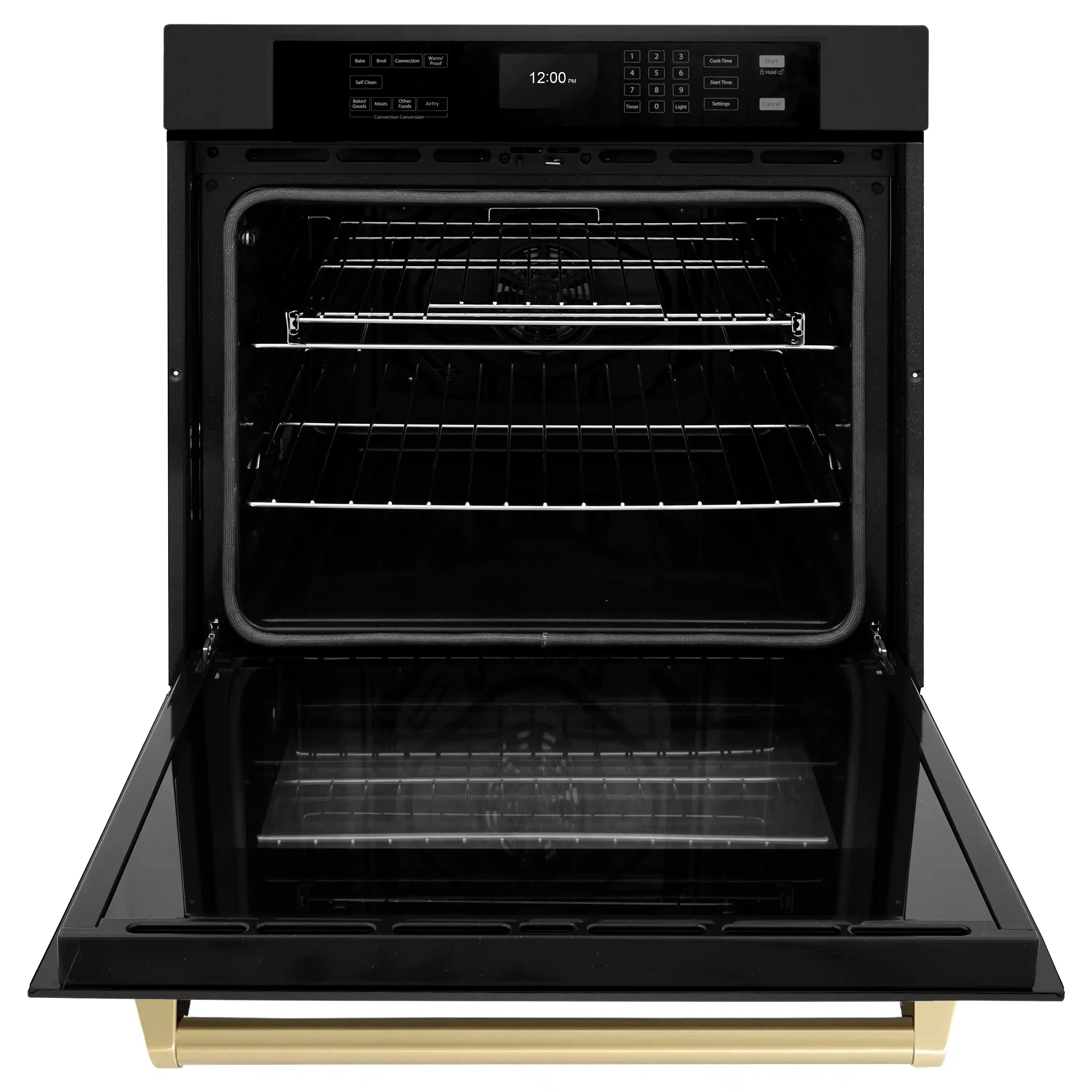 ZLINE Autograph Edition 2-Piece Appliance Package - 30-Inch Single Wall Oven with Self-Clean and 30-inch Built-In Microwave Oven in Black Stainless Steel with Champagne Bronze Trim - Image 11